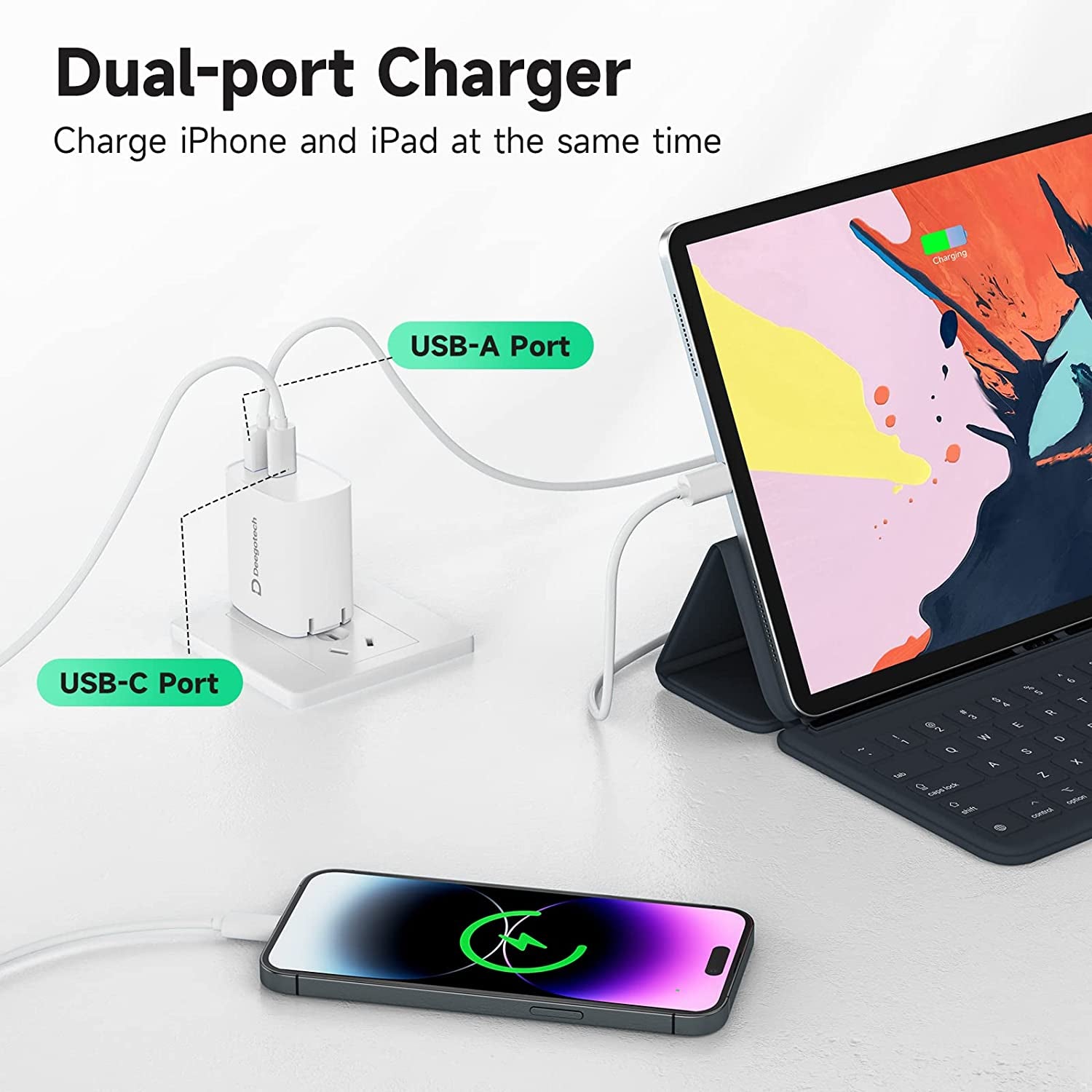 USB C Charger, Deegotech 20W PD Iphone Fast Charger, Dual Port Foldable Plug Type C Charger Compatible with Iphone 14/14 Pro/14 Pro Max/13 Pro Max/12/11/X/Se3, Ipad Pro  Shenzhen JiaYu Electronics Co., Ltd   