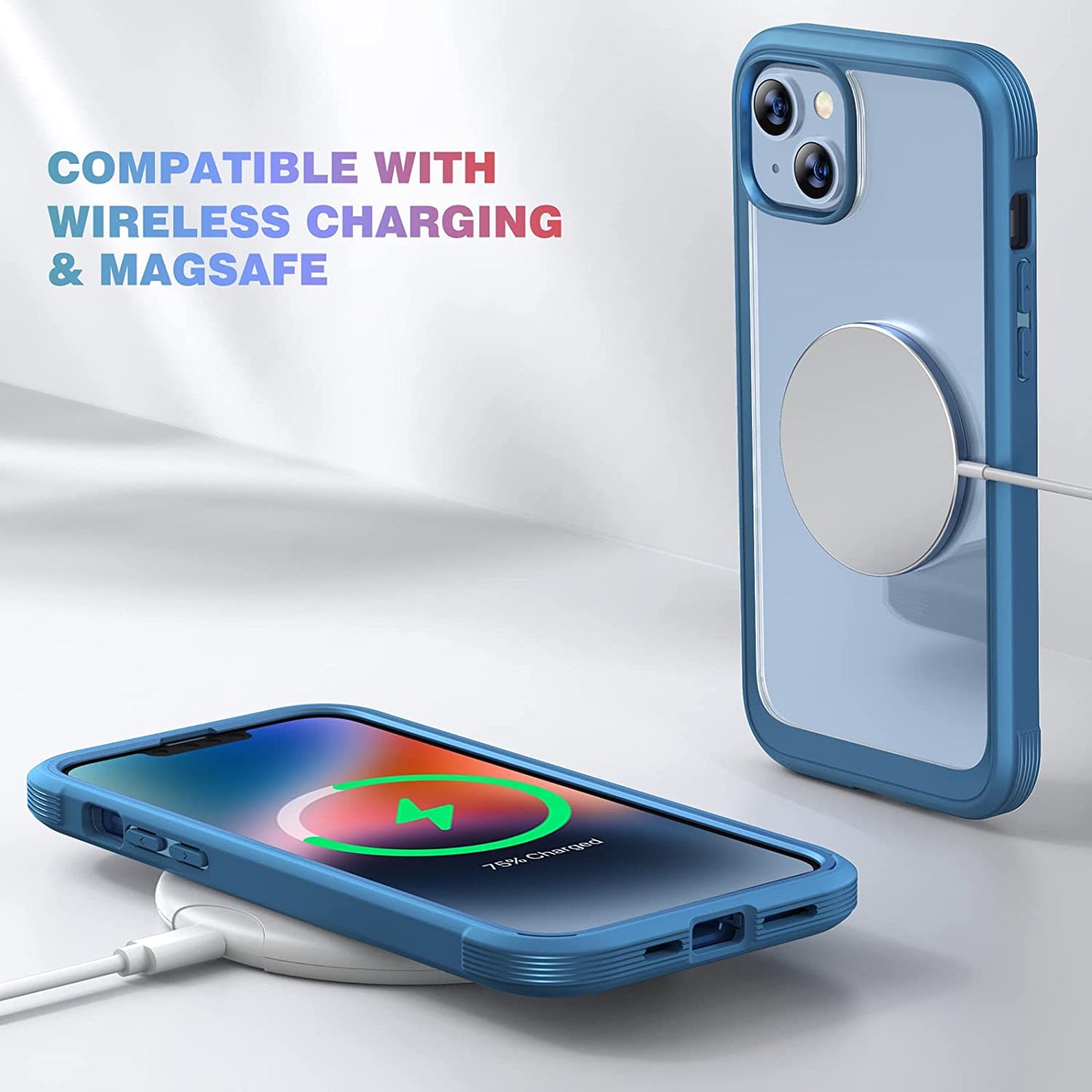 Diaclara Designed for Iphone 14 plus Case, Full Body Rugged Case with Built-In Touch Sensitive Anti-Scratch Screen Protector, with Camera Lens Protector for Iphone 14 plus 6.7" (Blue and Clear)  Diaclara   