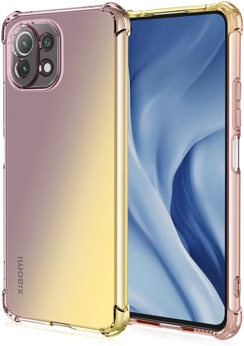 HUANGTAOLI Case Compatible with Xiaomi 11 Lite 5G NE, Slim Soft TPU Shockproof Transparent Crystal Clear Phone Case Cover with Corner Bumper  HUANGTAOLI Black/Gold  