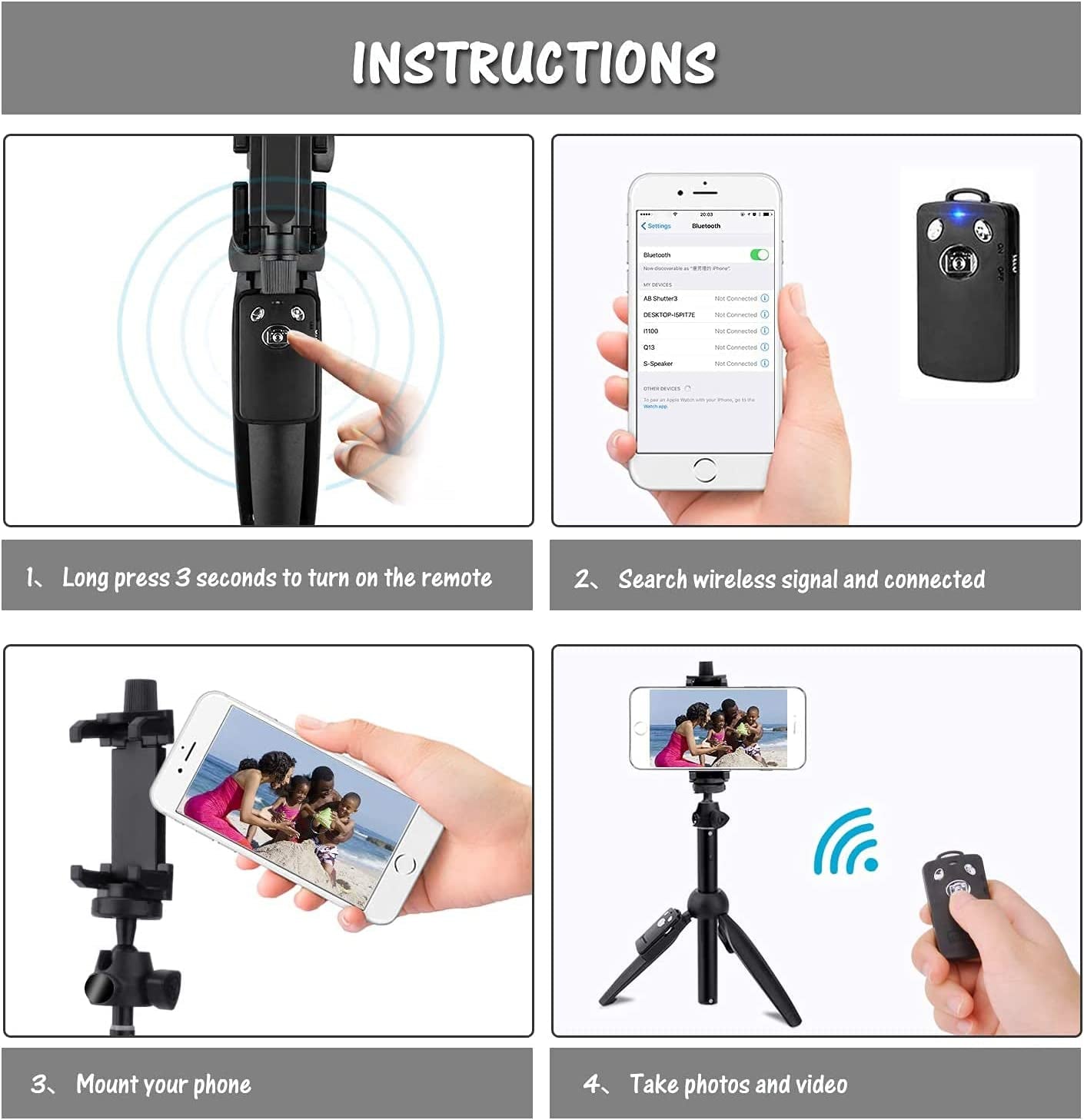 Selfie Stick, Iphone Tripod Stand with Wireless Remote, 42" Best Selfie Stick for Iphone 14 13 12 Pro Max Samsung Cellphone, Mini Portable Travel Small Tripod for Iphone Android Filming  KONPCOIU   
