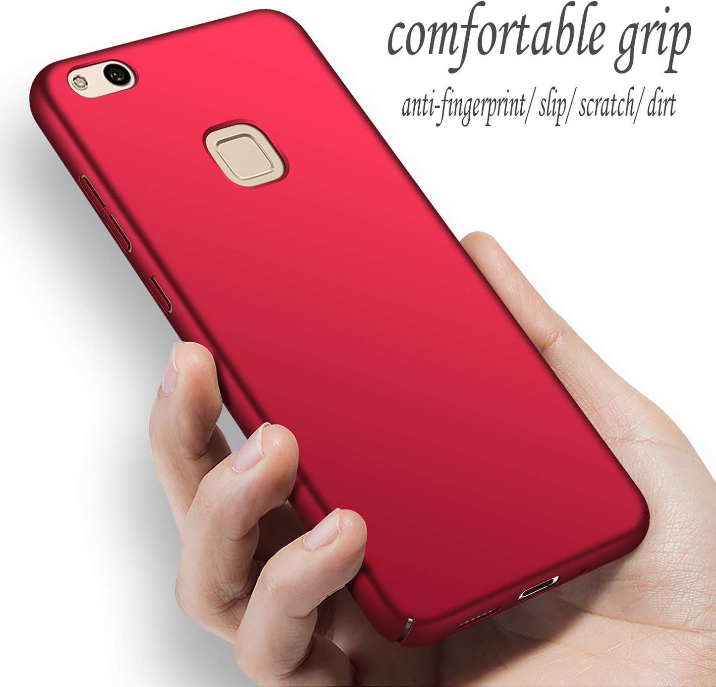 Winpromise Phone Case for Huawei P10 Lite Case [Anti-Scratch] [Durable Premium Plastic] [Ultra Thin] [Silky Feel] Slim Protective Hard Cover for Huawei P10 Lite (Red)  Winpromise   