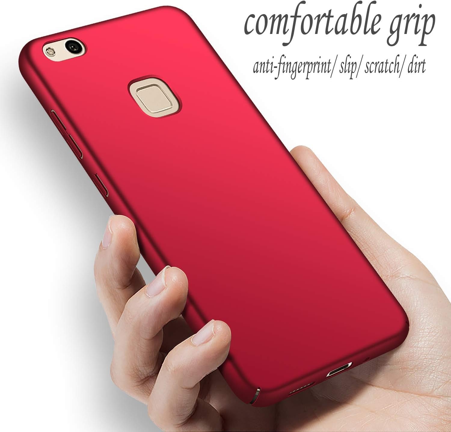 Winpromise Phone Case for Huawei P10 Lite Case [Anti-Scratch] [Durable Premium Plastic] [Ultra Thin] [Silky Feel] Slim Protective Hard Cover for Huawei P10 Lite (Red)  Winpromise   