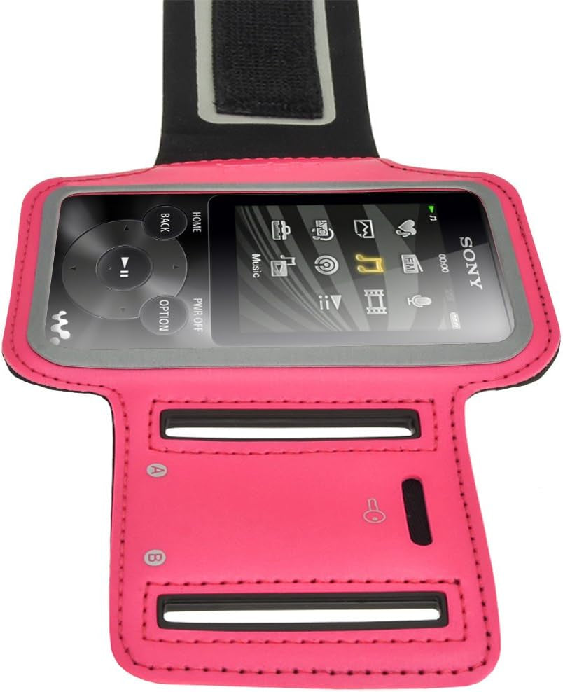 Igadgitz U2761 Anti-Slip Reflective Neoprene Armband Compatible with Sony Walkman NWZ-E585 and NWZ-E380 Sports Jogging Gym - Pink  igadgitz   