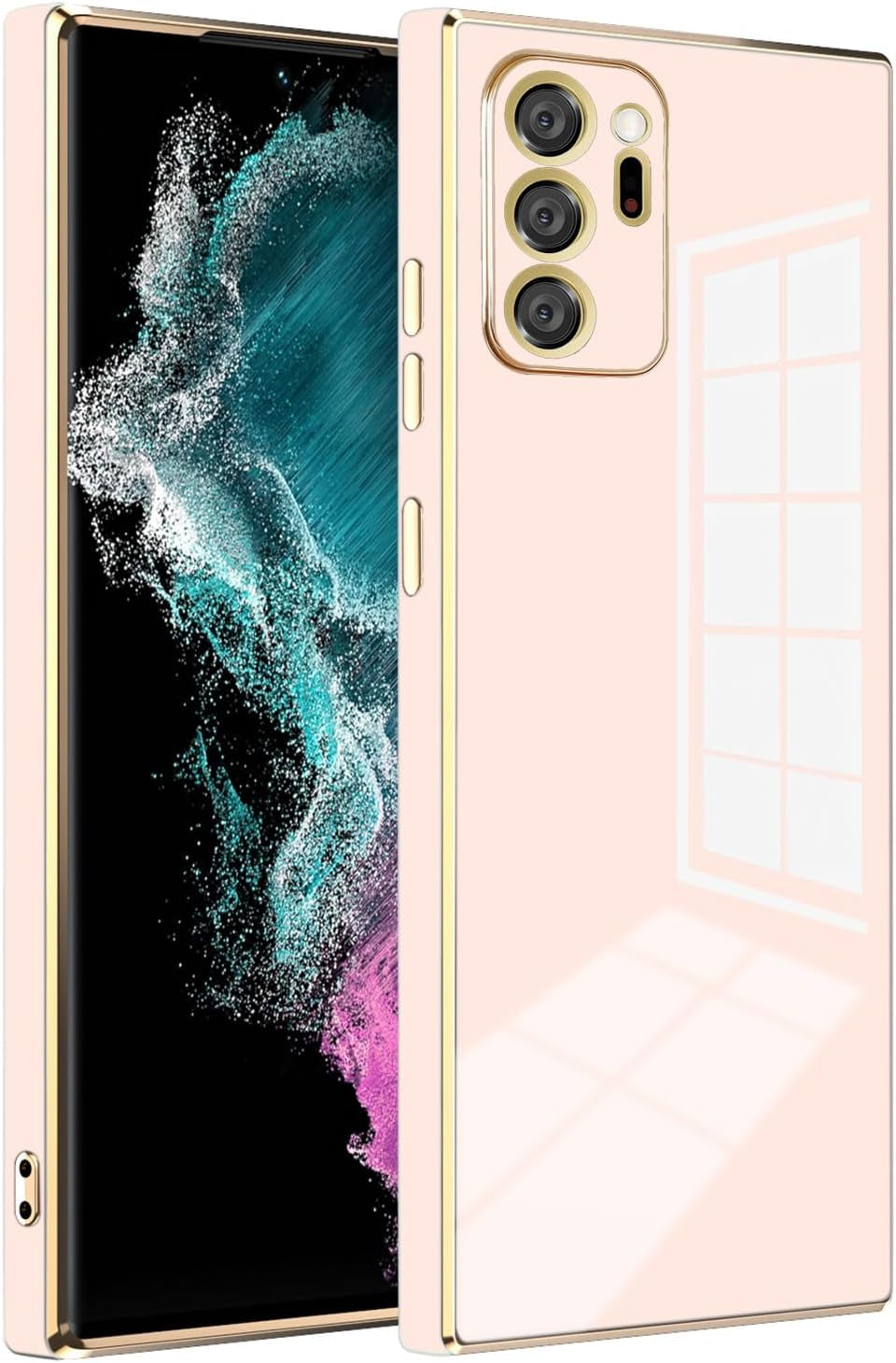 AWZHYDT Galaxy Note 20 Ultra Case, Designed for Electroplated Samsung Galaxy Note 20 Ultra 5G Phone Case, Case Soft TPU Protective Shockproof Flexible Samsung Galaxy Note 20 Ultra Case 6.9 Inch,Red  AWZHYDT Pink  