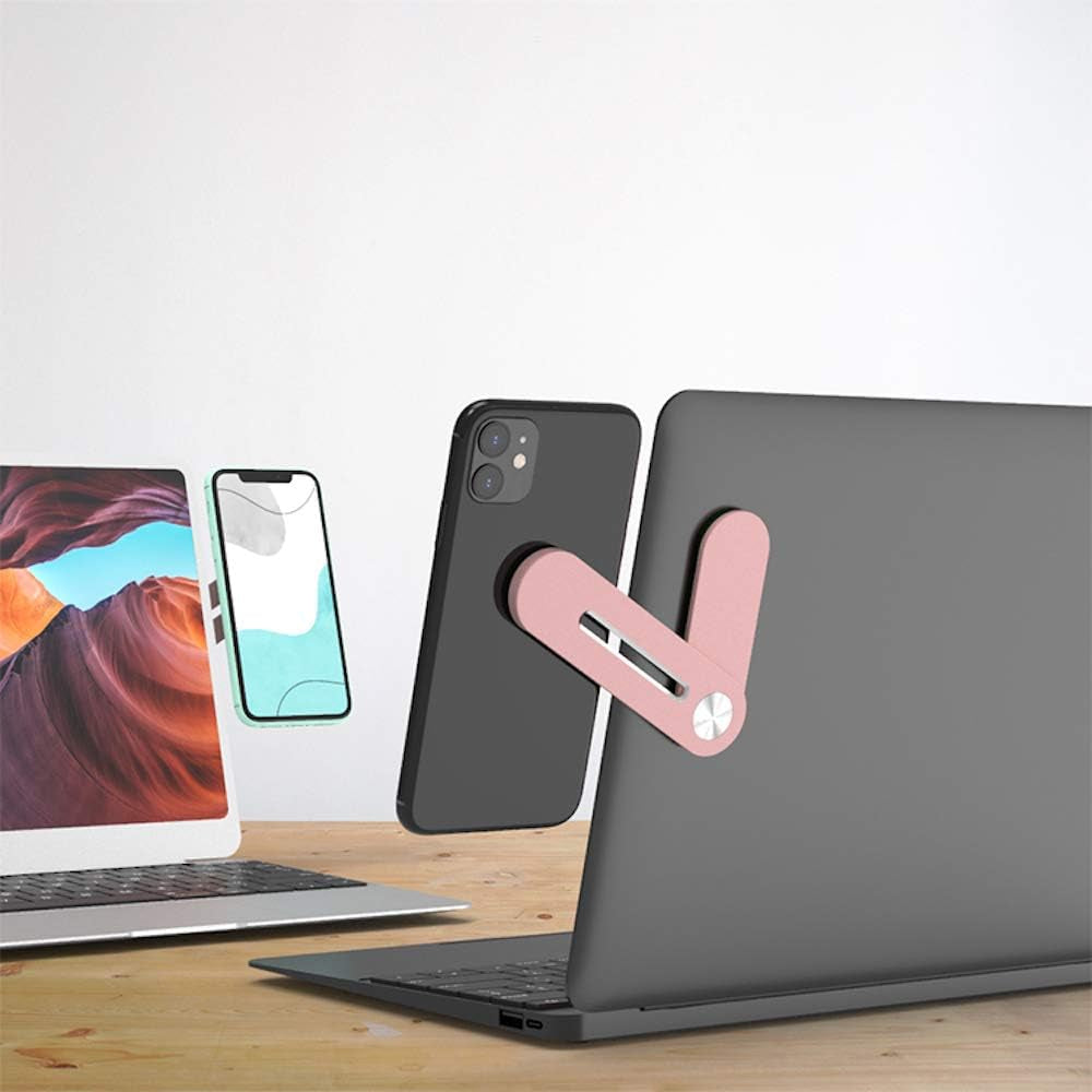Aporia - Stick on Laptop Invisible Foldable Side Arm Magnetic Phone Holder Mount for Computer | Instant 2Nd Monitor Mobile Solution | Aluminum Alloy with Strong Magnet  Aporia International Rose Gold  