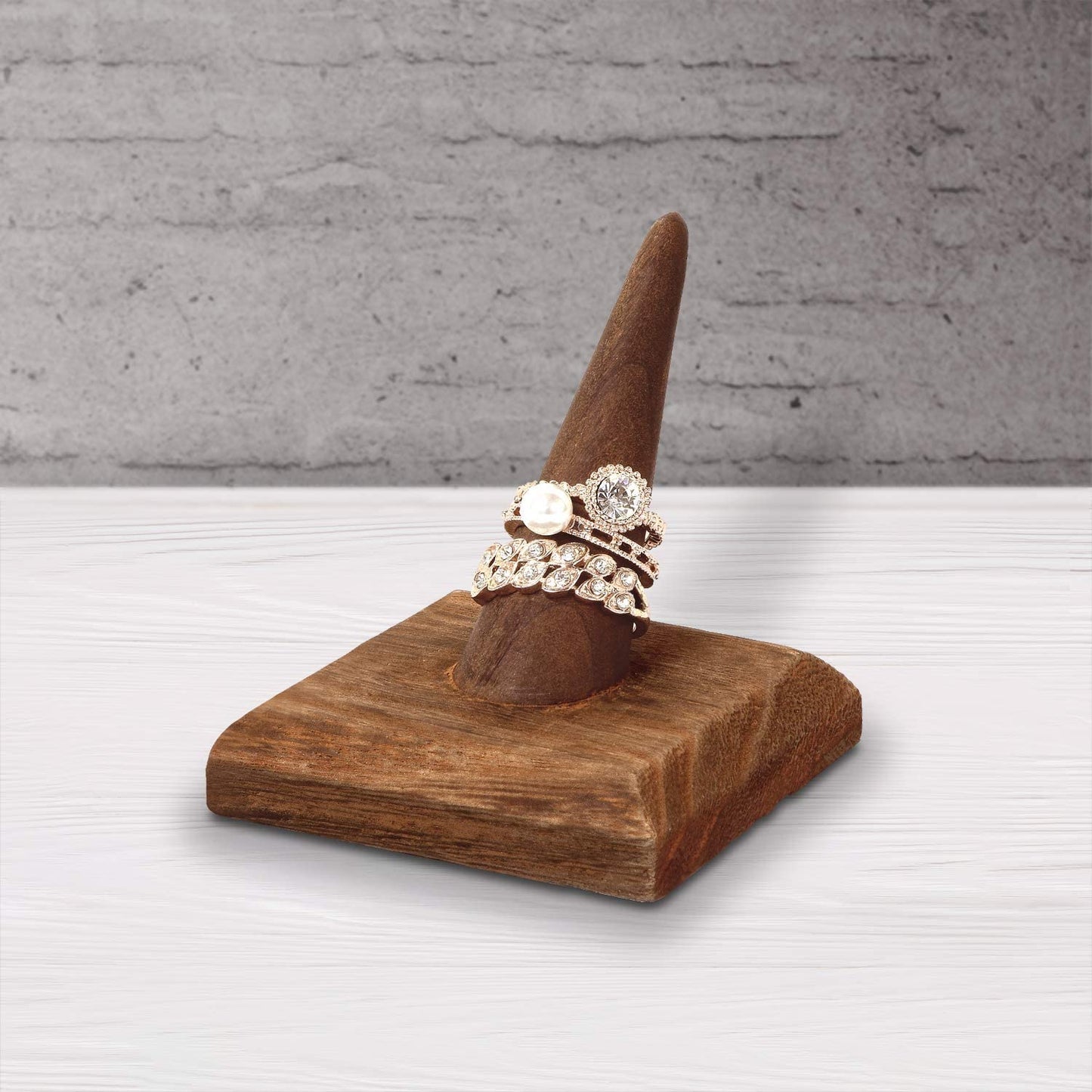 MOOCA 4 Pcs Set Finger Ring Stand Jewelry Display Holder Showcase Display Drawer Ring Storage Jewelry Display Stands for Shows, 2 1/2" W X 2 1/2" D X 2 3/4" H, Brown  MOOCA   