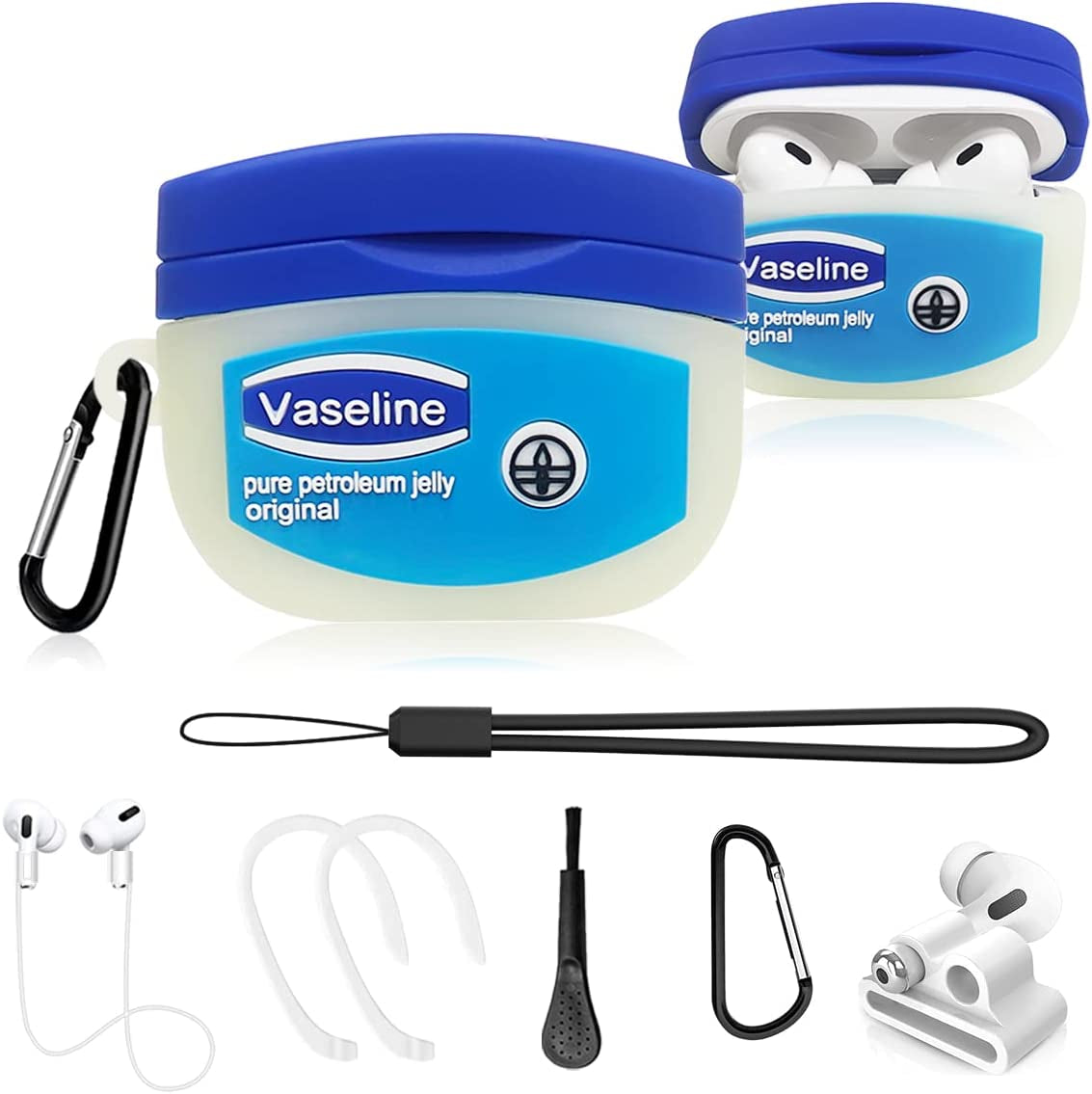 WQNIDE Case 9 In1 Cute Kawaii Vaselin Cartoon Funny for Apple Airpods Pro 2 New 2022 Case with Keychain Lanyard Soft Silicone Protective Skin Cover for Women Boys  WQNIDE   