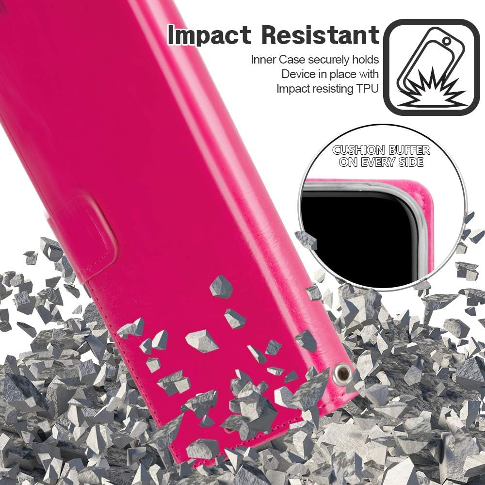 GOOSPERY Blue Moon Wallet for LG V40 Thinq Case (2018) Leather Stand Flip Cover (Hot Pink) LGV40-BLM-HPNK  GOOSPERY   