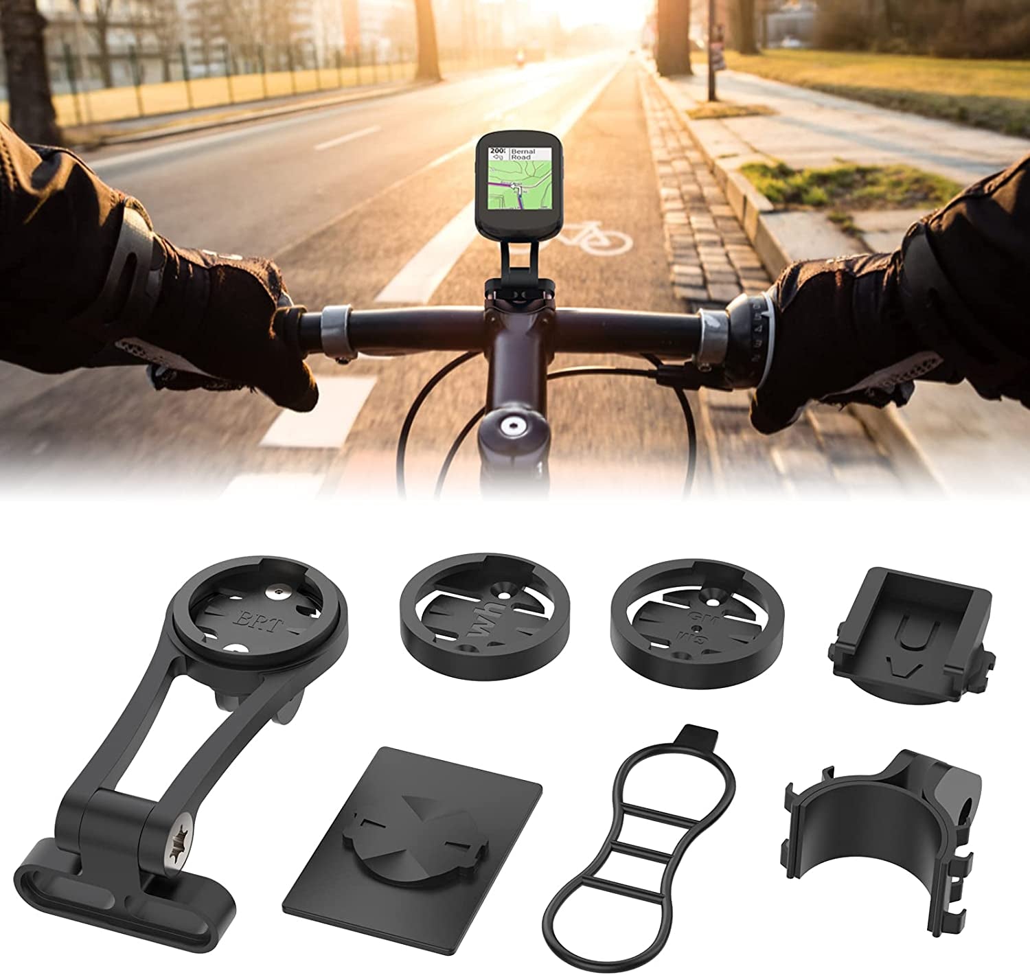 Garmin Edge Wahoo Bike Mount - Out Front Adjustable Bicycle Computer Mount, Extended Mountain Bike Accessories for 38Mm Handlebar, Cycling Phone Bike Light Sports Action Camera Combo Mount (Black)  TOIIOV   