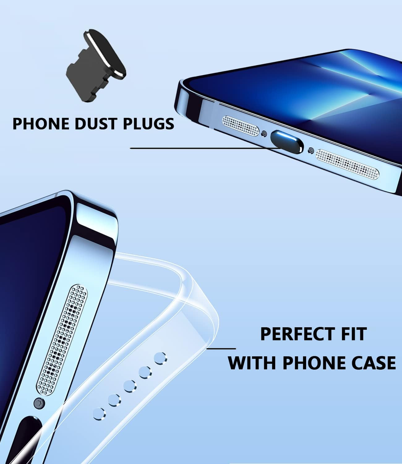 16 PCS Iphone Metal Speaker Dust Cover (8PCS Black and 8PCS Silver) 2PCS Iphone Metal Dust Plug 10PCS Silicone Dust Plugs,With Cleaning Tools Compatible Iphone 12/13 /14 Pro/Pro Max/Iphone Series  Pohgelan   