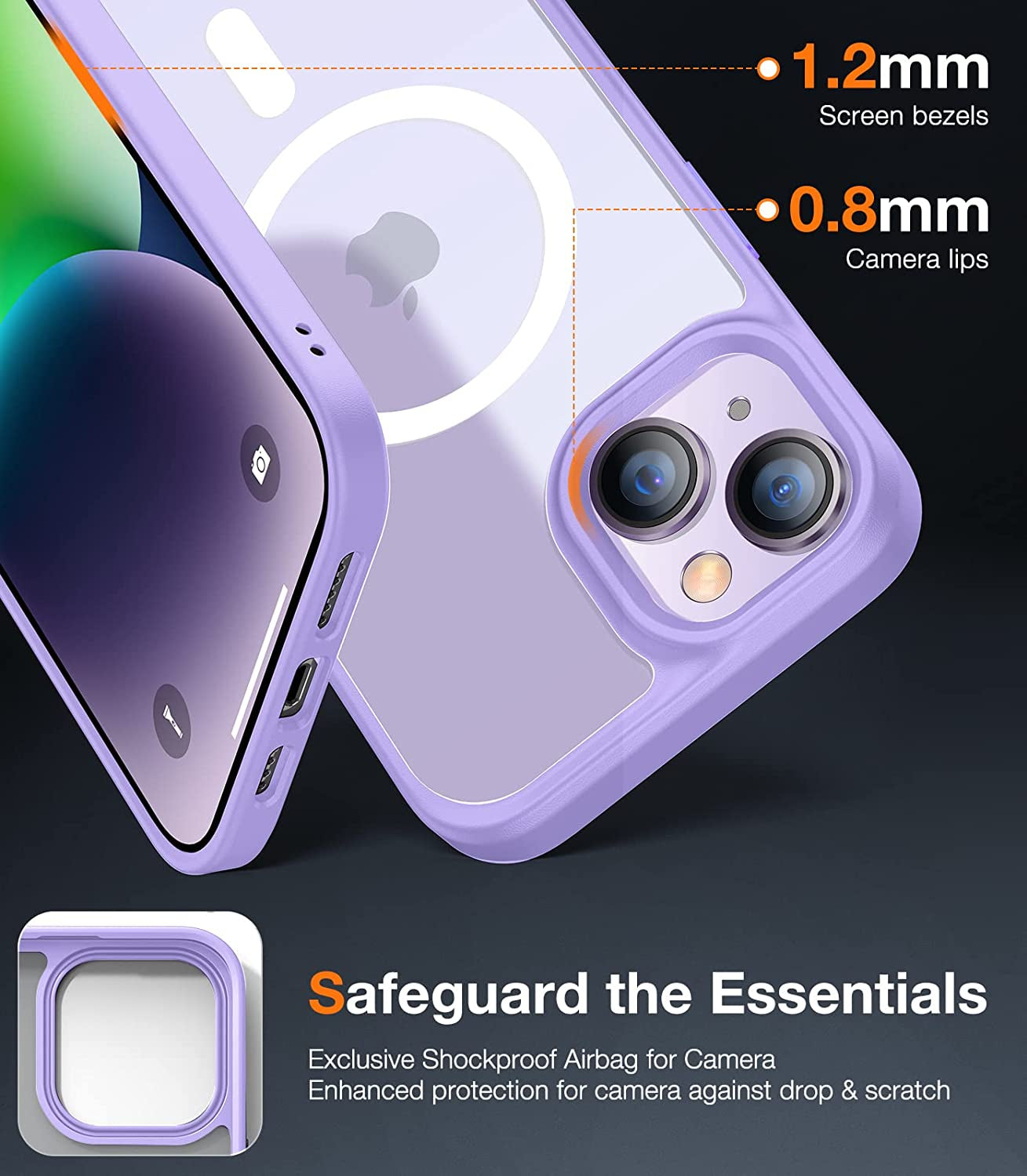 TORRAS Magnetic Designed for Iphone 14 plus Case, [10FT Military Grade Drop Tested] [Compatible with Magsafe] Slim Protective Translucent Matte Phone Case for Iphone 14 Plus, 6.7Inch,Purple  TORRAS   