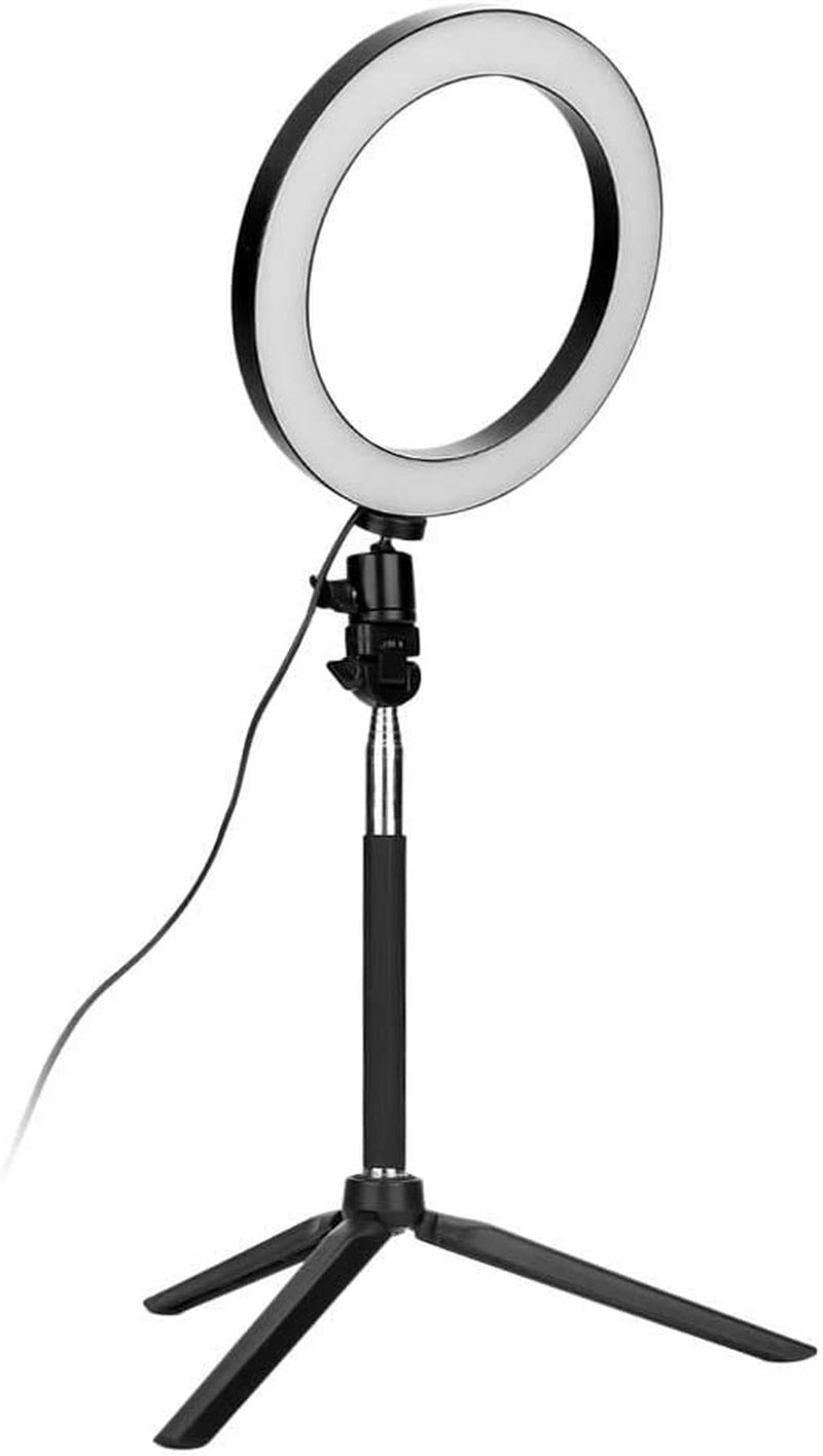 Fonrest LED Ring Light with Stretchable Tripod Stand Selfie Stick, 6-Inch Dimmable Floor/Table Annular Lamp for Selfie, Makeup, Live Stream, Youtube, Vlog, Camera/Phone Video Shooting USB Plug  FONREST   