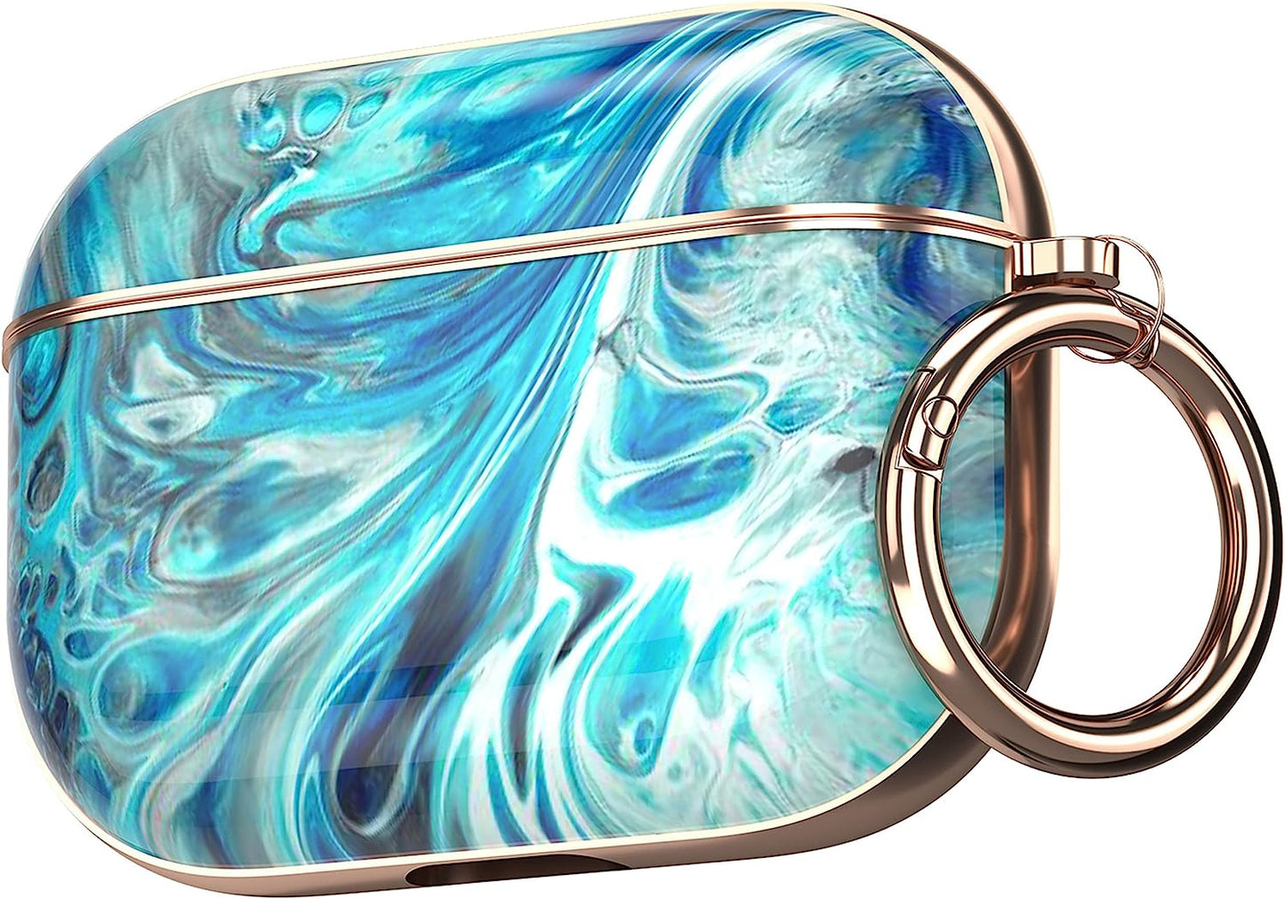 Maxjoy Compatible Airpods Pro Case Cover, Leopard Print Air Pod Pro Case Cute Protective Hard Ipod Pro Cover for Women Men with Keychain Designed for Airpods Pro Charging Case 2019  Maxjoy Blue + Green  