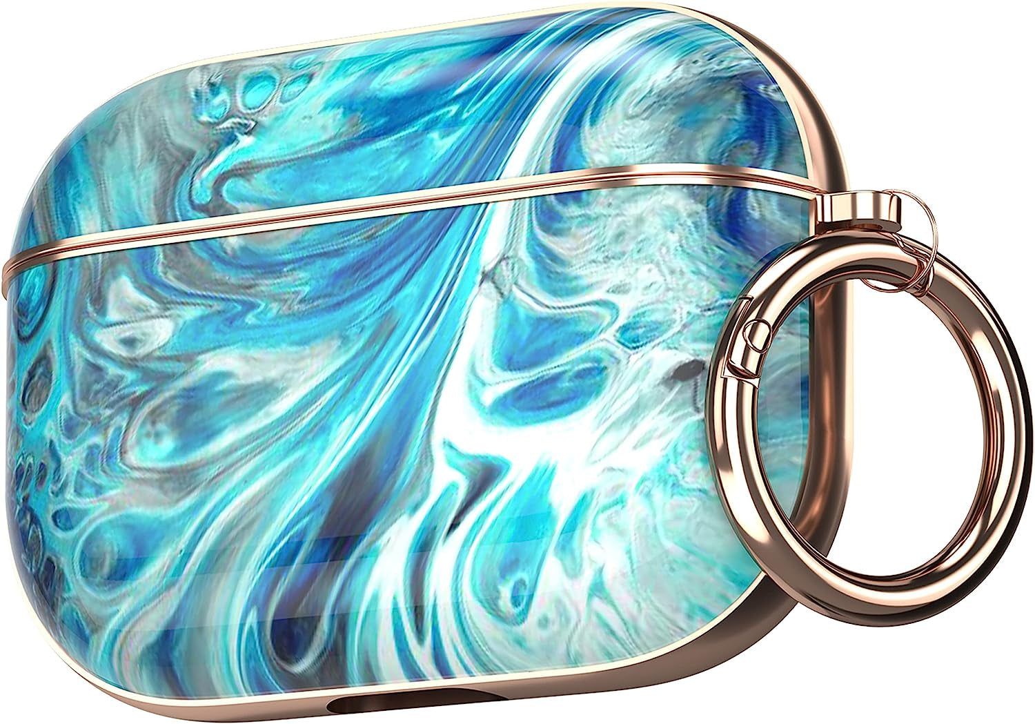 Maxjoy Compatible Airpods Pro Case Cover, Leopard Print Air Pod Pro Case Cute Protective Hard Ipod Pro Cover for Women Men with Keychain Designed for Airpods Pro Charging Case 2019  Maxjoy Blue + Green  