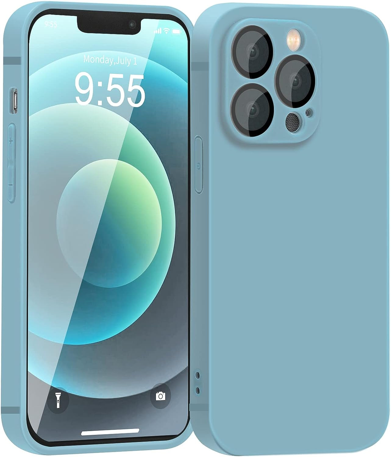 YZR Silicone Case for Iphone 12 Pro Max Case 6.7 Inch, Individual Protection for Each Lens, Liquid Silicone Phone Case with Microfiber Lining (Hawthorn Red)  YZR Smoke Blue  