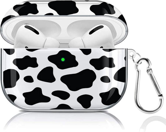 Clear Case Compatible with Airpods Pro Case, Cow Print Airpods Pro Case Cover for Girl Boy, Protective Soft Silicone Airpods Pro Gen Skin Cover with Keychain  AIdemen   