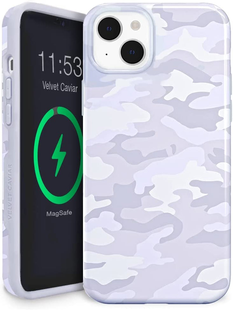 Velvet Caviar Designed for Iphone 14 Case Floral [10Ft Drop Tested] Compatible with Magsafe - Protective Microfiber Lining (Purple, Rose Gold)  Velvet Caviar White Camo iPhone 14 Plus 