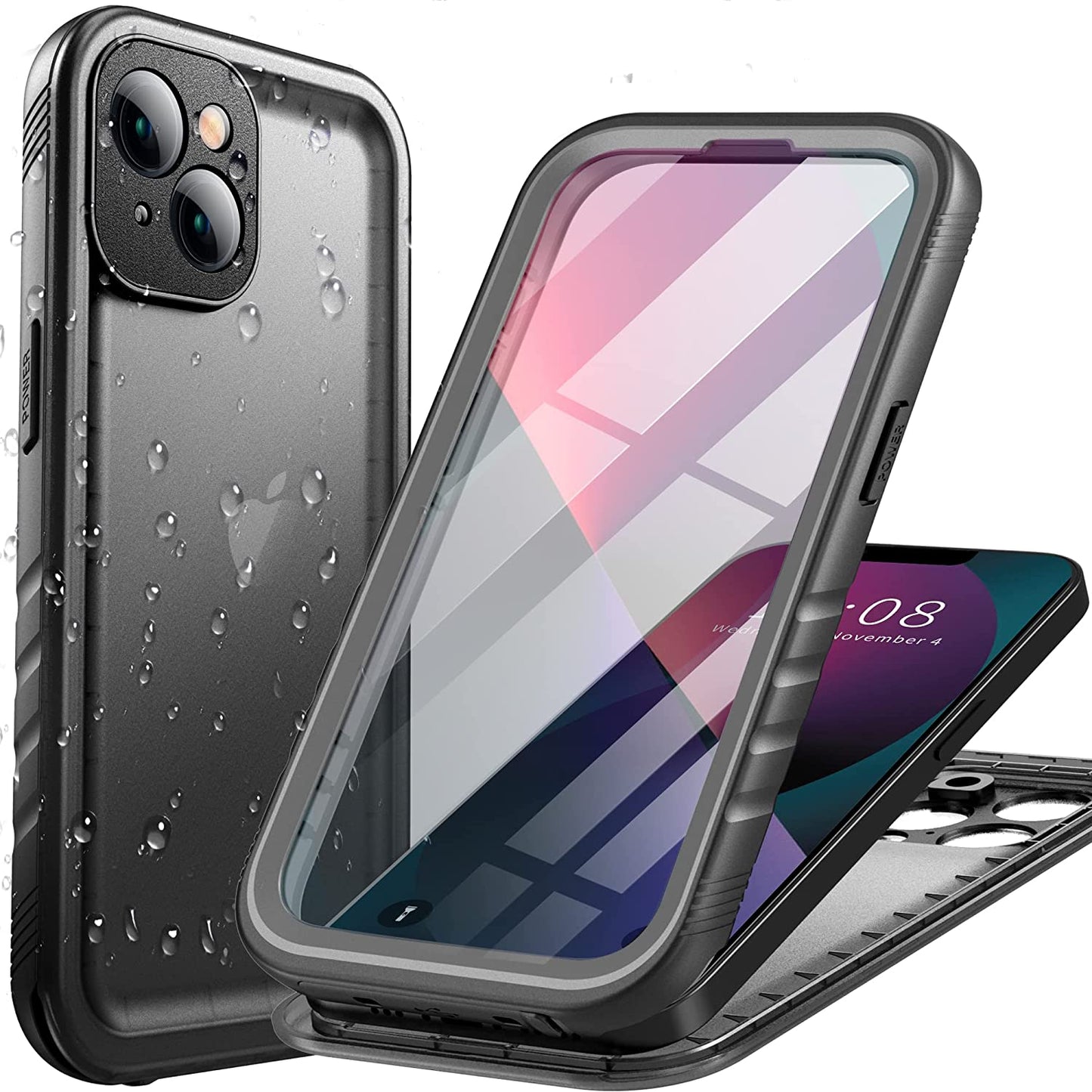 Cozycase Compatible with Iphone 14 plus Waterproof Case - Full Body Shockproof Dustproof Dropproof Built in Screen Protector Rugged Waterproof Case for Iphone 14 plus 6.7 Inch Pink  Cozycase Black Iphone 14 Plus（6.7''） 