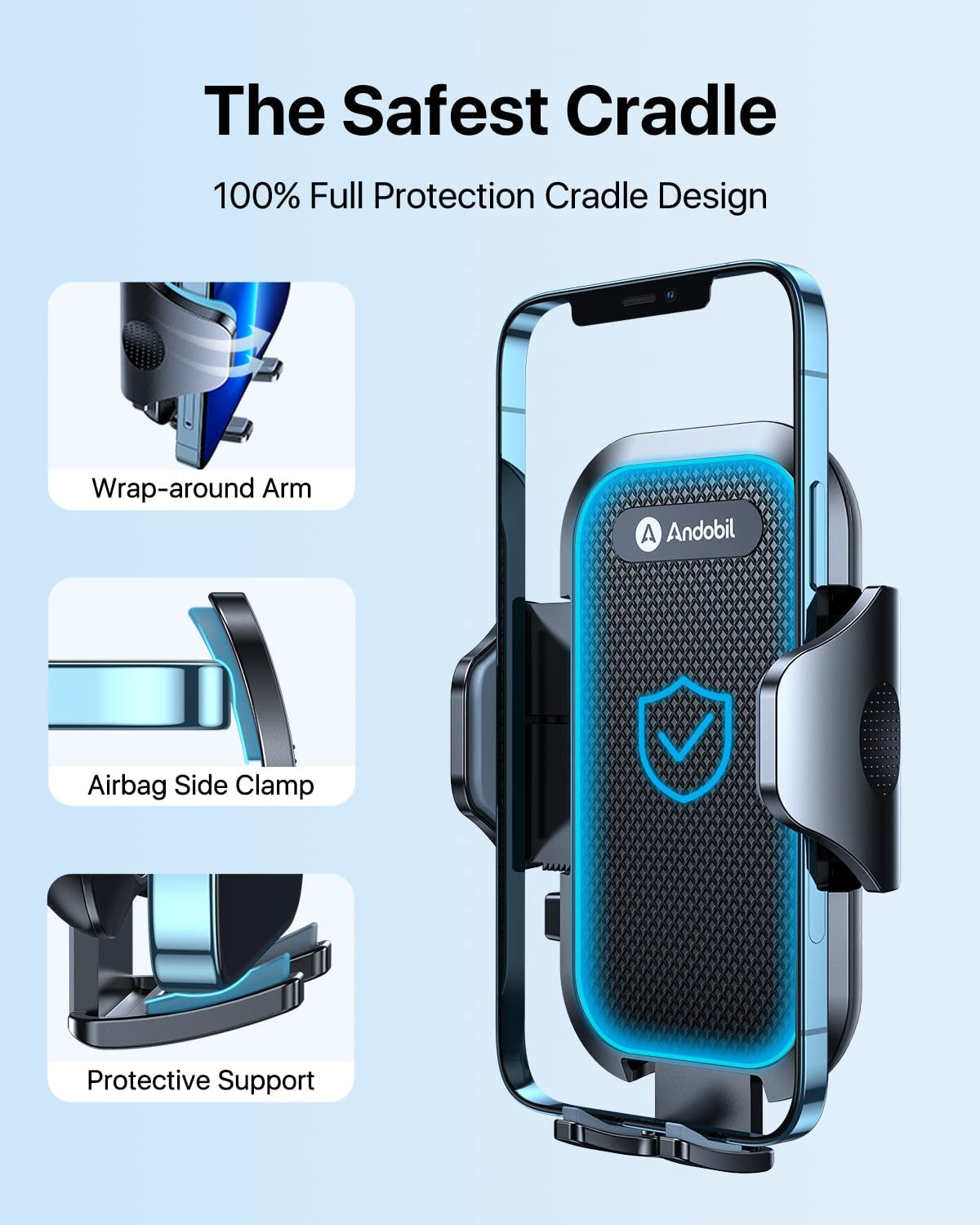 (2023 Upgraded) Andobil Car Phone Mount [Military Sturdy, Firmly Grip & Never Slip] Air Vent Cell Phone Holder Car, Ultra Stable, Easy Used, Compatible with Iphone 13 14 12 Pro Max Android Samsung S23  andobil   