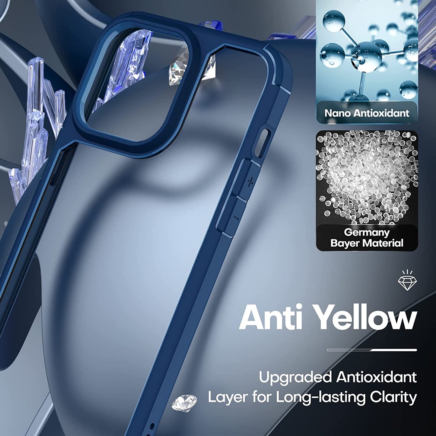 TAURI for Iphone 14 Pro Max Phone Case, [5 in 1] 1X Case [Not-Yellowing] 2X Tempered Glass Screen Protector + 2X Camera Lens Protector, [Military-Grade Drop Protection] Slim Phone Case 6.7 Inch-Blue  TAURI   