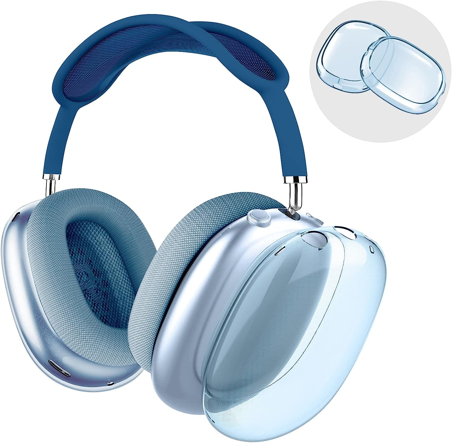 Foweroty Case Cover for Airpods Max, Soft TPU Clear Anti-Scratch Protective Cover for Airpod Max, Transparent Accessories Skin Protector for Airpods Max Headphones (Clear)  Foweroty Clear Blue  