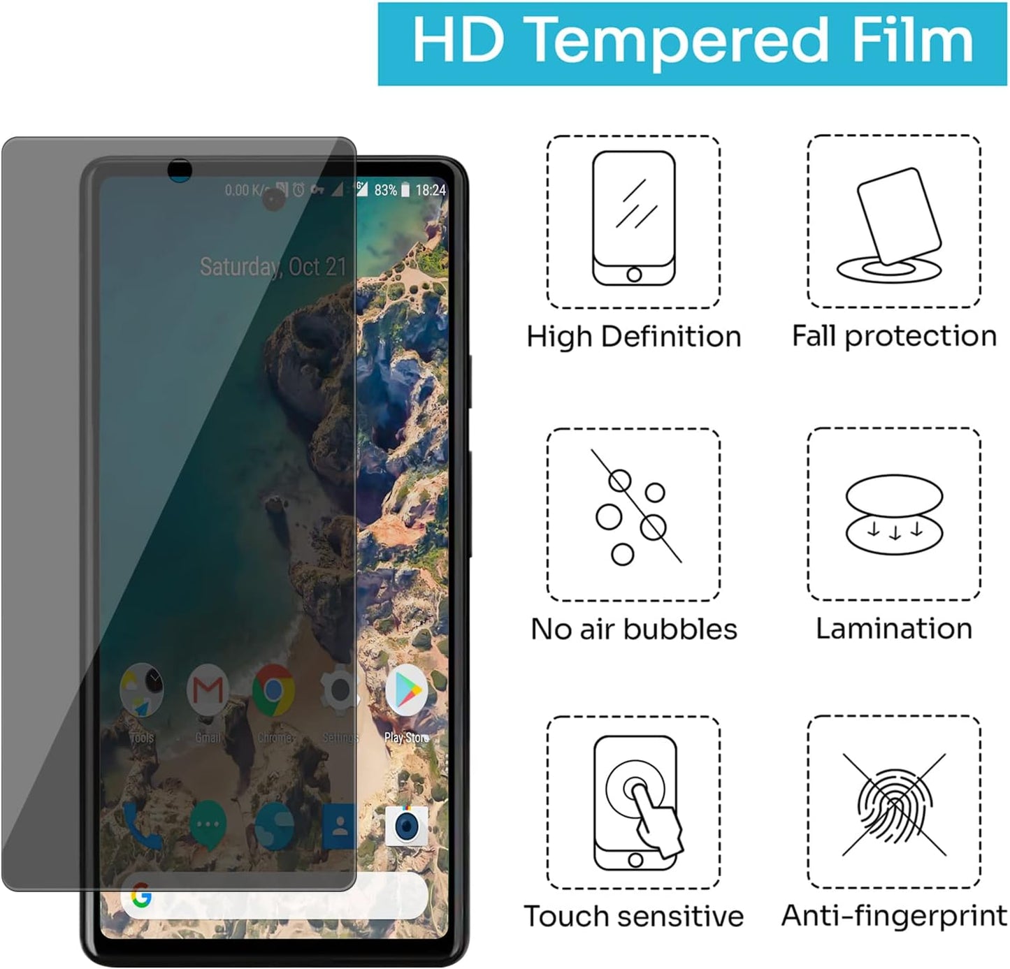 Lokyoo 3 Pack Privacy Screen Protector for Google Pixel 6A 6.1”5G [Anti-Spy Tempered Glass], Ultra HD, Anti-Scratch, Bubble-Free, Easy Install 9H Protective Glass for Pixel 6A  Lokyoo   