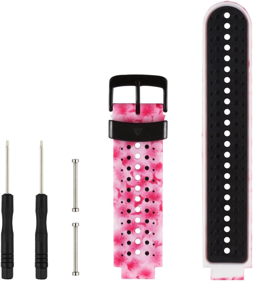 Ybludiy Compatible with Garmin Forerunner 235 Band,Soft Silicone Replacement Watch Band Fit Garmin Forerunner 235/235 Lite/220/230/620/630/735Xt/Approach S20/S6/S5 Bands  Ybludiy Peach blossom  