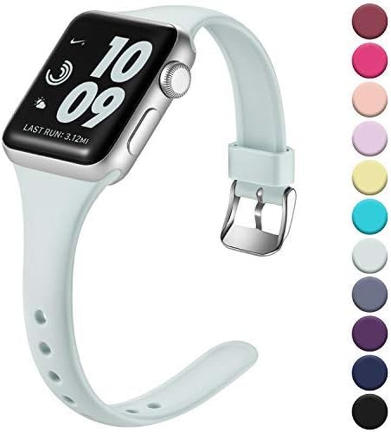 Laffav Slim Band Compatible with Apple Watch 49Mm 45Mm 44Mm 42Mm Iwatch SE & Ultra & Series 8/7/6/5/4/3/2/1 for Women Men, Black, S/M  Laffav Turquoise 42mm/44mm/45mm/49mm M/L 