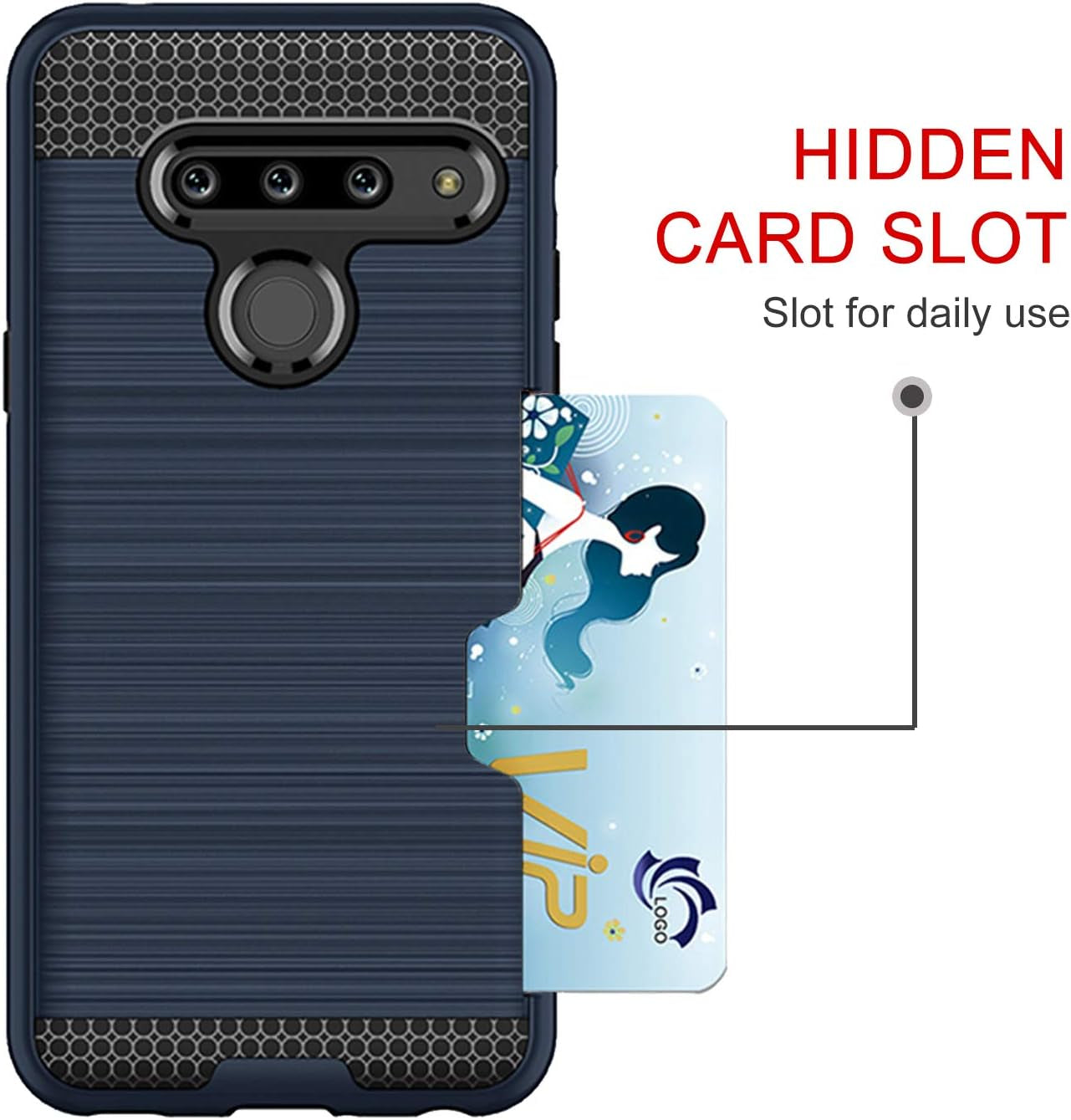 Case for LG G8, Thinq Case with Card Slot Holder, Shock Absorption Case Protective Cover for LG G8 (Navy Blue)  jia   