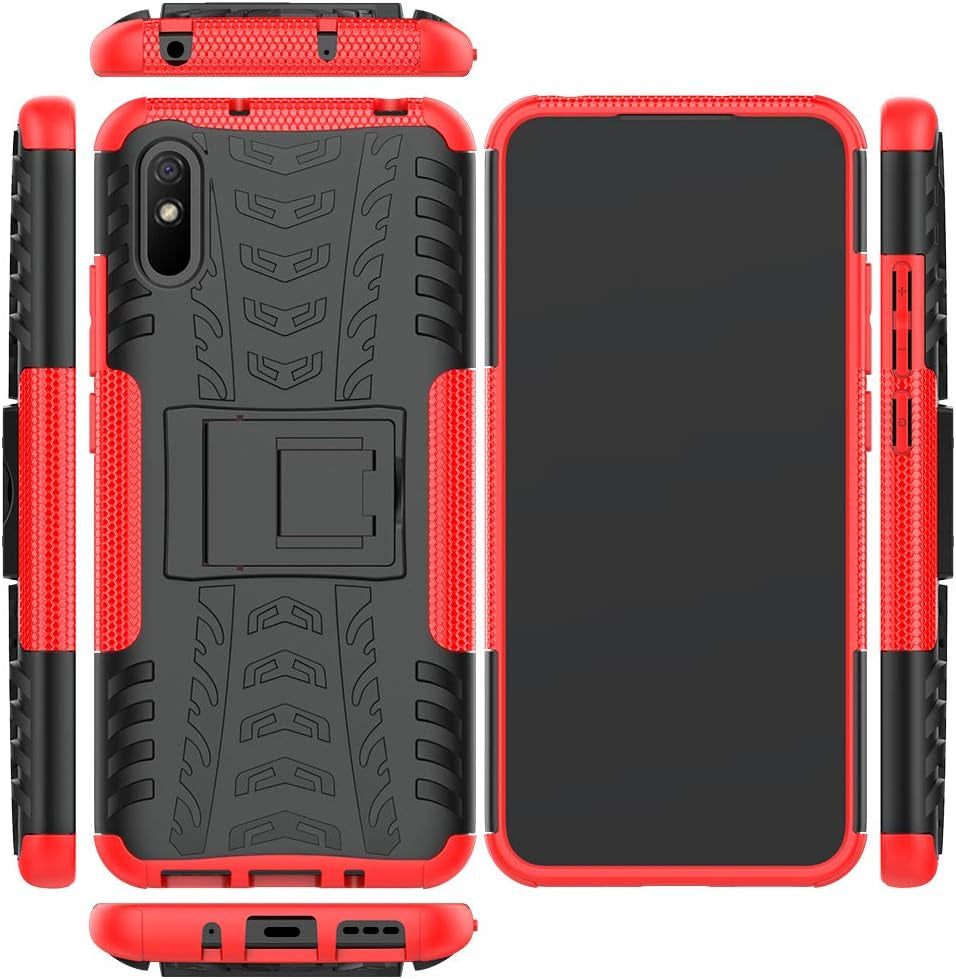 Jielangxin Keji Case for Xiaomi Redmi 9A Case Cover,Case for Xiaomi Redmi 9A M2006C3LG M2006C3LC Case Shockproof Mobile Phone Case Stand Black  Jielangxin Keji Red  