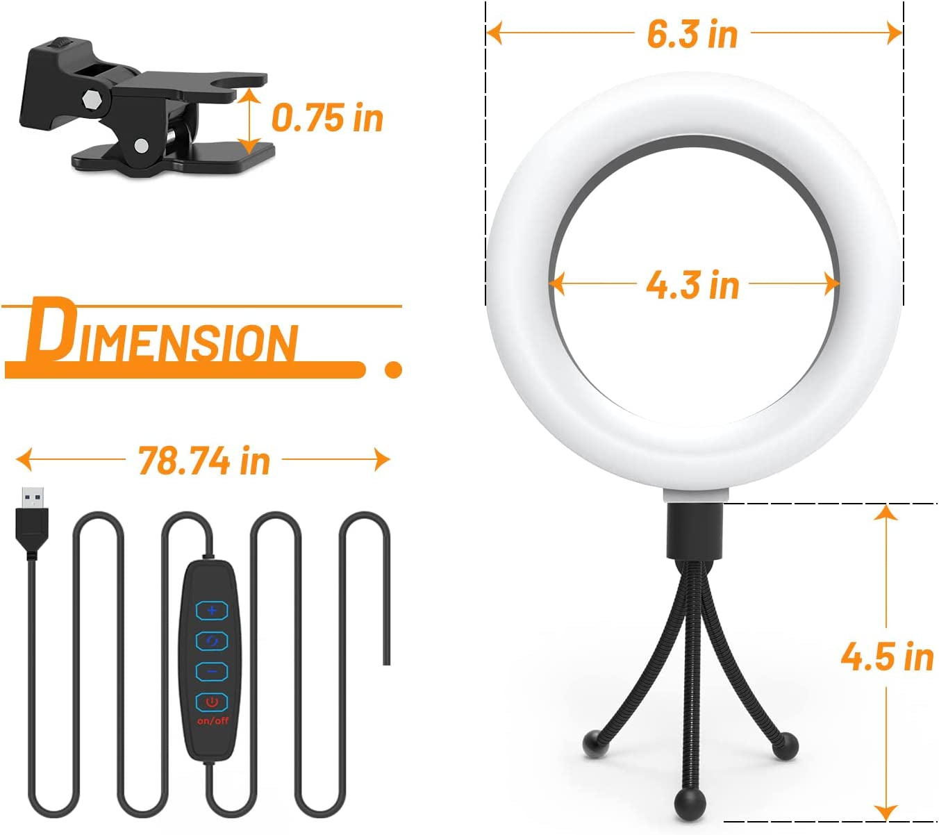 Selfie Ring Light for Computer, 6” LED Video Conference Lighting Kits for Live Streaming/Makeup/Youtube/Tik TOK, Compatible with Cell Phone/Computer/Camera  bigleap   