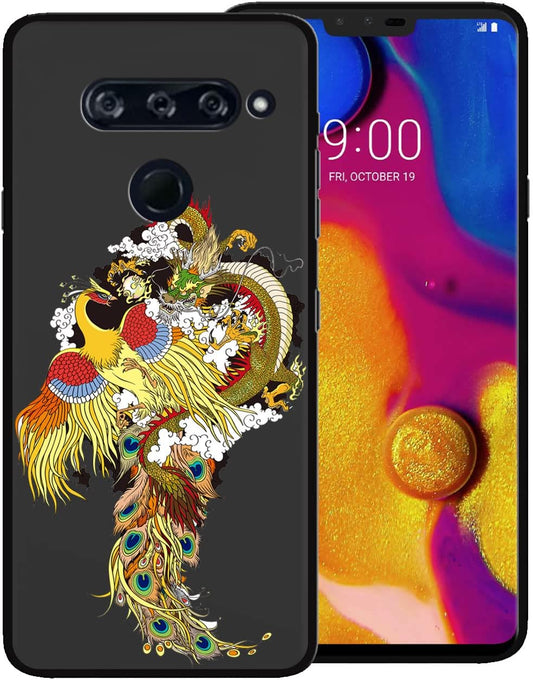 Zaztify Compatible with LG V40 Thinq, Dragon and Phoenix Auspicious Cool Mystery Aesthetic Trendy Pattern Shockproof Protective Anti-Slip Thin Slim Soft Phone Case Cover Shell  zaztify   