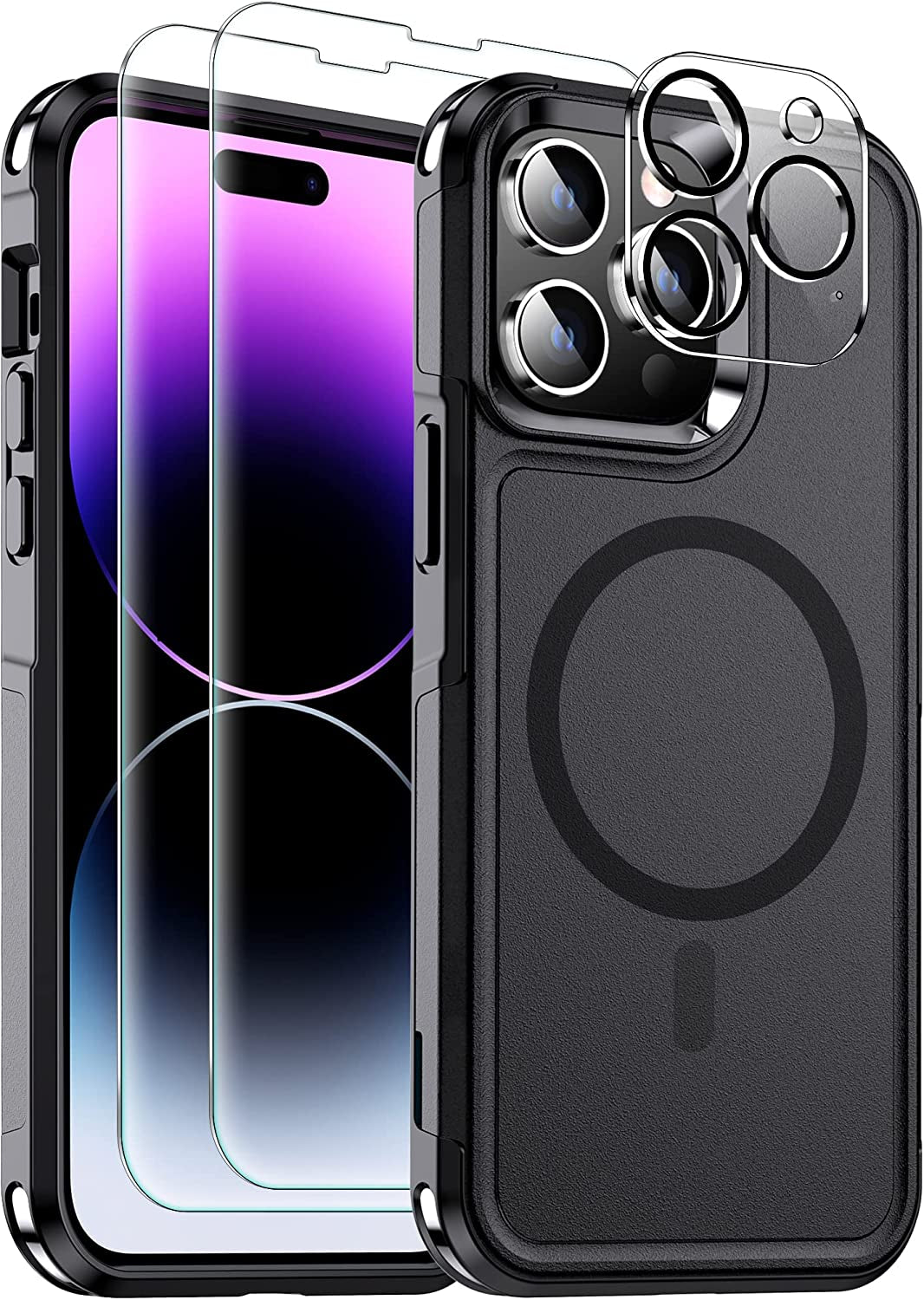 MOZOTER Magnetic for Iphone 14 Pro Max Phone Case [Compatible with Magsafe][Military Grade Drop Protection][Glass Screen Protector+Camera Lens Protector] Heavy Duty Shockproof Case 6.7 Inch-Black  MOZOTER   