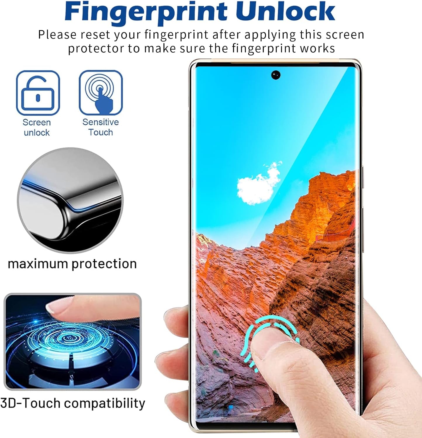 [2+2 Pack] for Google Pixel 6 Pro Screen Protector, 9H Tempered Glass, Ultrasonic Fingerprint Compatible, 3D Curved, HD Clear Scratch Resistant 5G Glass Protector  Arshek   