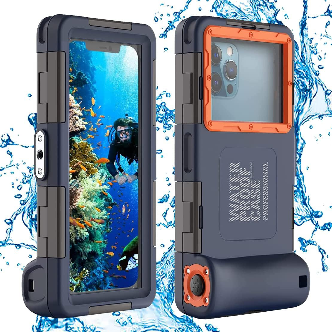 LANYOS Compatible for Samsung Galaxy and Iphone Series Professional [15M/50Ft] Diving Snorkeling SG Waterproof Case, Full Body with Built in Screen Protector Clear Cover (Second Generation Orange)  LY LANYOS   
