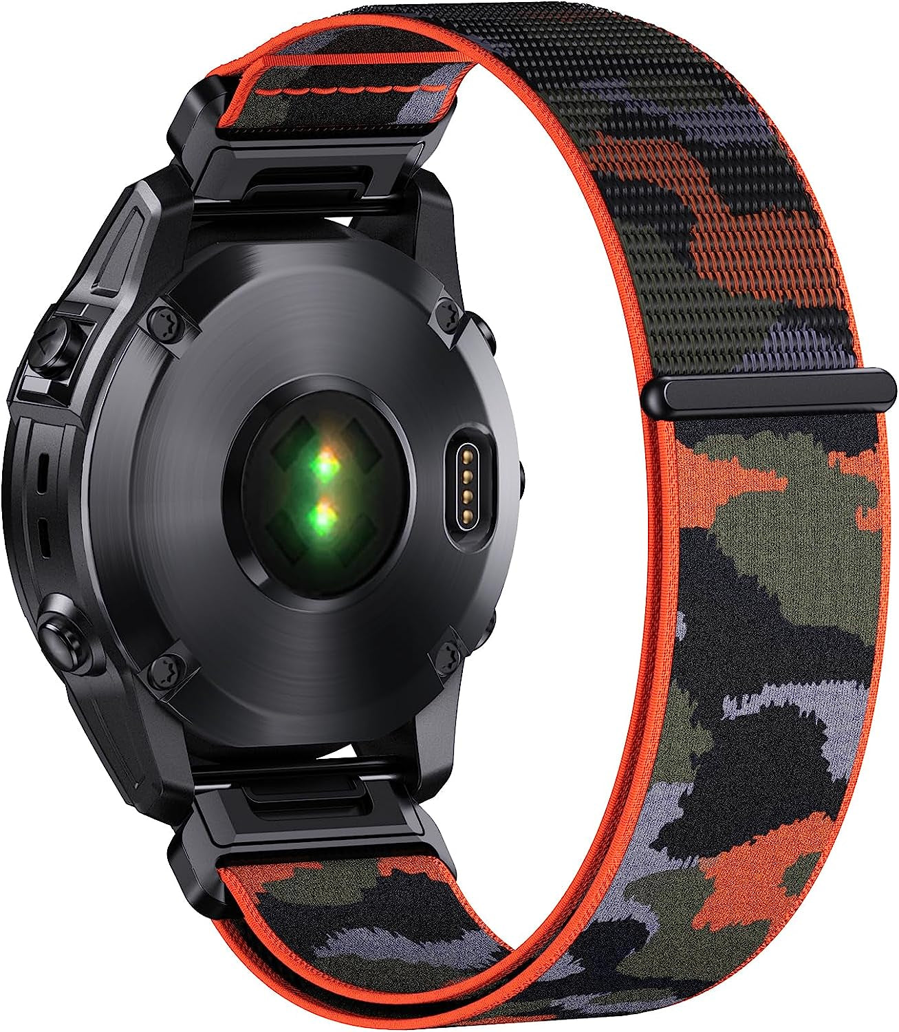 CUZOW Compatible with Garmin Fenix 7X/6X/6X Pro/5X/5X Plus, 26Mm Nylon Velcro Quick Easy Fit Watch Band Breathable Adjustable Strap Replacement for Garmin Descent MK1/D2 Delta PX/D2 Charlie  CUZOW Orange camouflage  