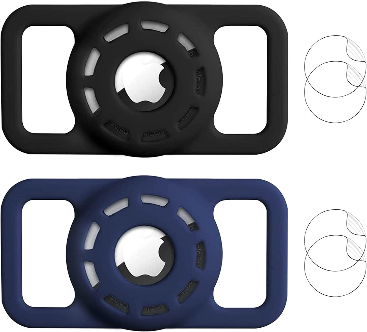 Petneeds Airtag Dog Collar Holder, 2 Pack Air Tag for Dog Collar within 1 Inch Airtag Case 4 Pcs Protective Film Compatible with Apple Cat Pet Tracker  MARVAL   