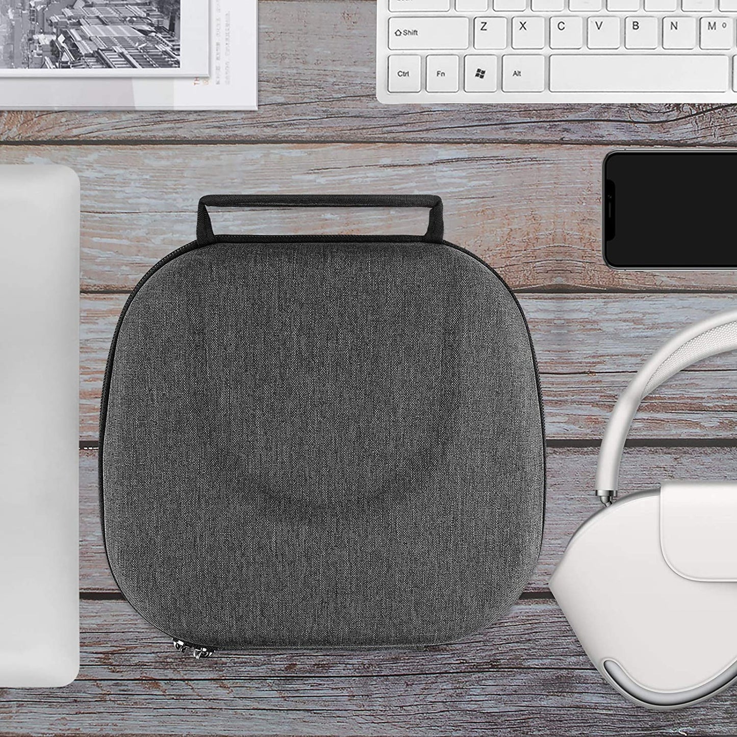 Geekria Shield Headphones Case, Compatible with Airpod Max Headphones Case, Replacement Hard Shell Travel Carrying Bag with Room for Smart Case and Accessories Storage (Dark Grey)  GEEKRIA   