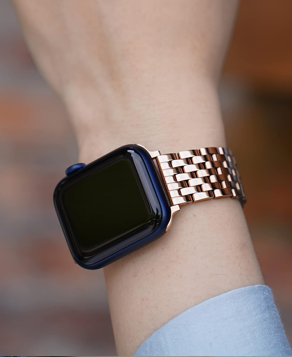 Watch Bands for Apple Watch 38Mm 40Mm 41Mm 42Mm 44Mm 45Mm for Women, Dressy Seven-Link Bands for Apple Watch Stainless Steel Metal Bands Compatible with Apple Watch 7,6,SE,5,4,3,2,1 for Iwatch Bands, Silver Gold Rose Gold  Memori Planet   