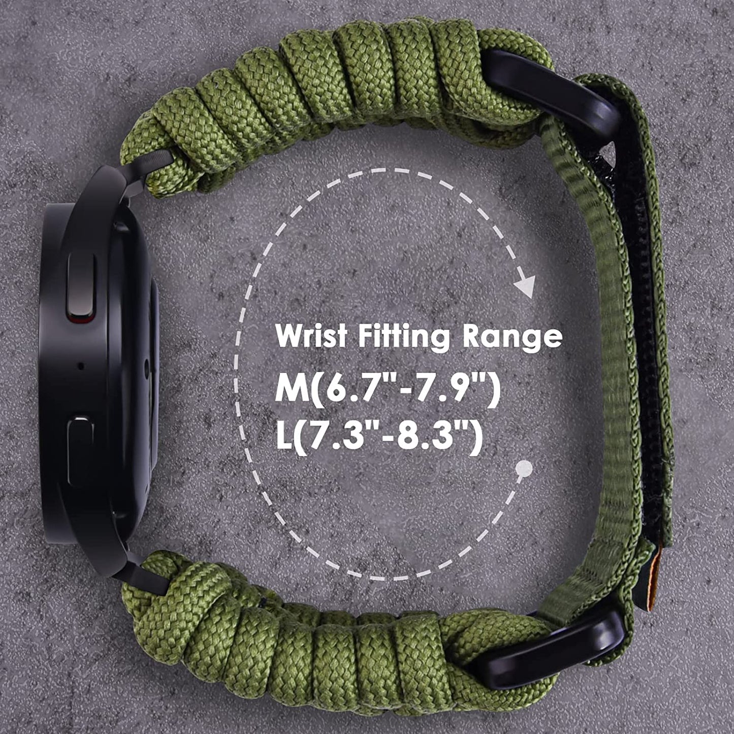 CAGOS Paracord Band Compatible with Galaxy Watch 5/Galaxy Watch 4/Galaxy Watch 5 Pro/Galaxy Watch 4 Classic/Galaxy Watch 3, Rugged Survival Nylon Strap Braided Sport Loop for Galaxy Watch 40Mm 41Mm 42Mm 44Mm 45Mm 46Mm Men  CAGOS   