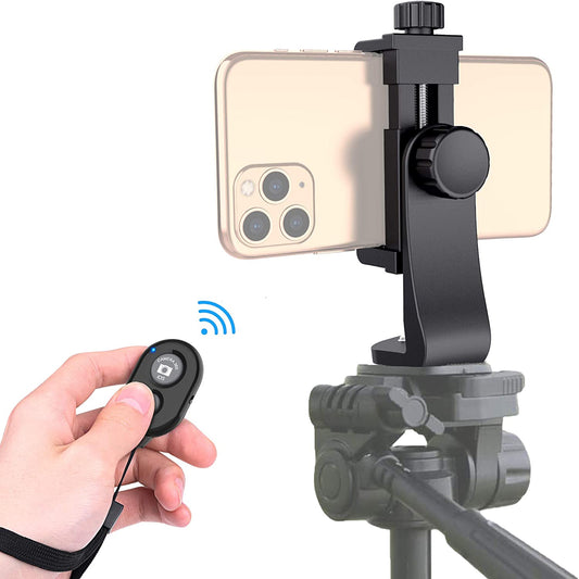 Universal Phone Tripod Mount Adapter with Ｗireless Camera Remote, Cell Phone Holder with Adjustable Clamp for Selfie Stick Monopod Compatible with Iphone, Samsung and so On, Wrist Strap Included  Zttopo   