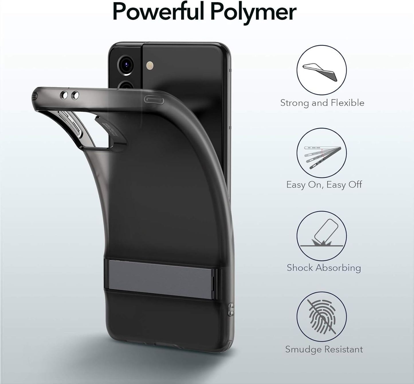 ESR Metal Kickstand Case Compatible with Samsung Galaxy S21 plus (6.7-Inch) (2021) [Reinforced Drop Protection] [Portrait and Landscape Stand], Translucent Black  Electronic Silk Road Corp   
