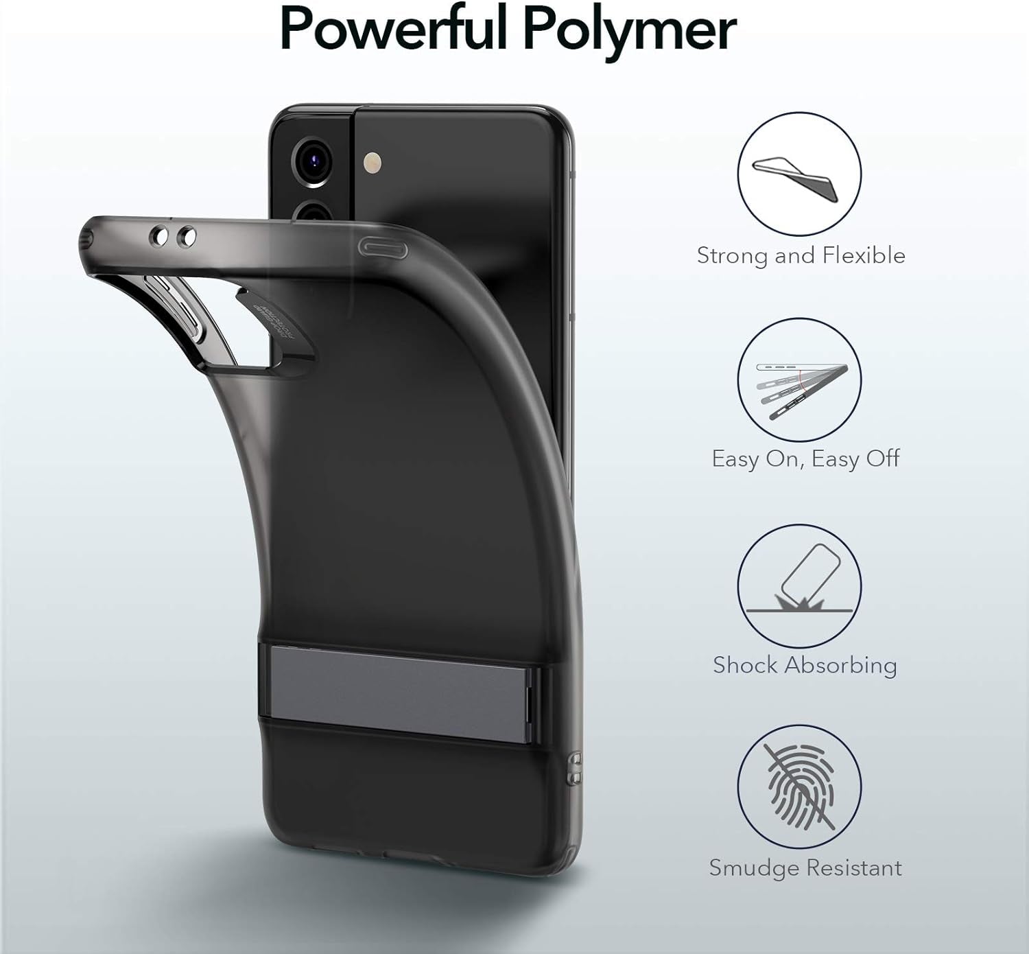 ESR Metal Kickstand Case Compatible with Samsung Galaxy S21 plus (6.7-Inch) (2021) [Reinforced Drop Protection] [Portrait and Landscape Stand], Translucent Black  Electronic Silk Road Corp   