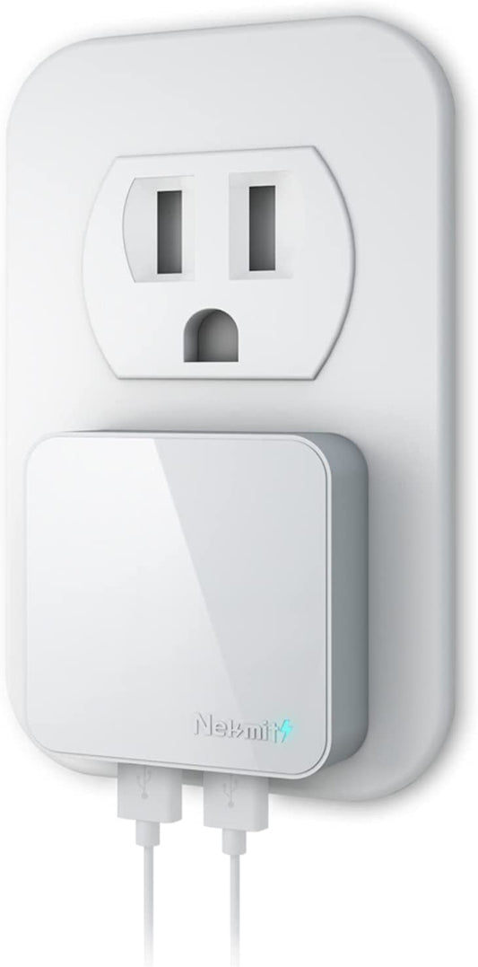 Nekmit 4.8A 24W Thin Flat Dual USB Wall Charger with Smart IC Technology, Portable Travel Adapter for Ipad Pro, Iphone 14/14 Pro/Pro Max, Pixel, Galaxy and More  Nekmit Compact   