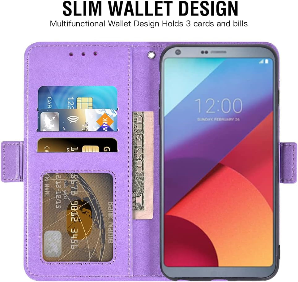 Asuwish Compatible with LG G6 Wallet Case and Tempered Glass Screen Protector Leather Flip Card Holder Stand Cell Phone Cover for LGG6 Thinq LG6 Thin Q G 6 plus G6+ 6G VS988 H872 Women Men Purple  Asuwish   