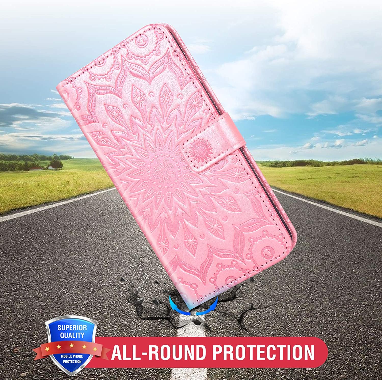 Phone Case for LG V40 Thinq Wallet Cases with Tempered Glass Screen Protector Leather Flip Cover Card Holder Stand Cell Accessories LGV40 Storm V 40 Thin Q V40Thinq LG40 40V 40Thinq Women Rose Gold  Asuwish   