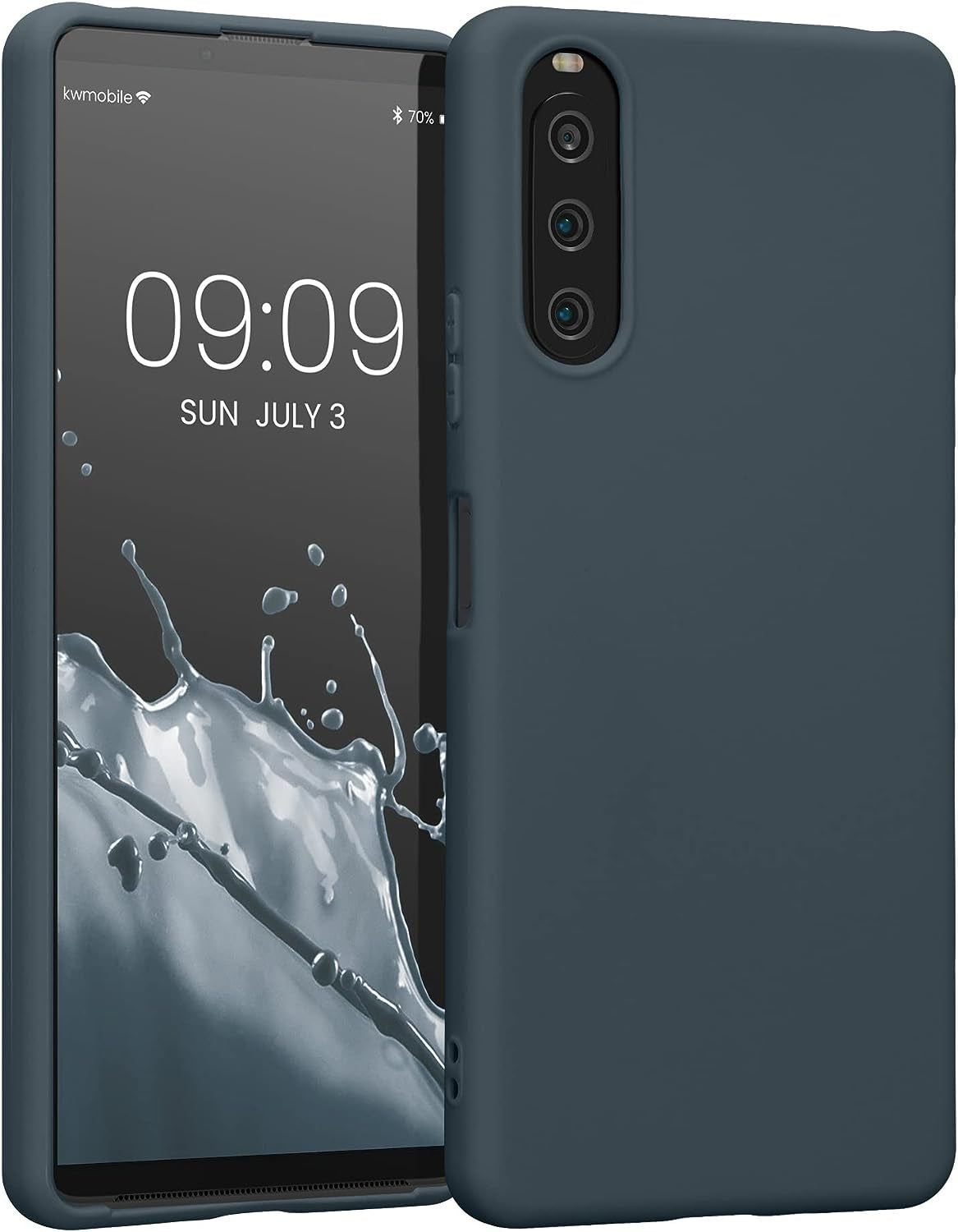 Kwmobile Case Compatible with Sony Xperia 10 IV Case - Soft Slim Protective TPU Silicone Cover - Cool Mint  KW-Commerce Dark Slate  