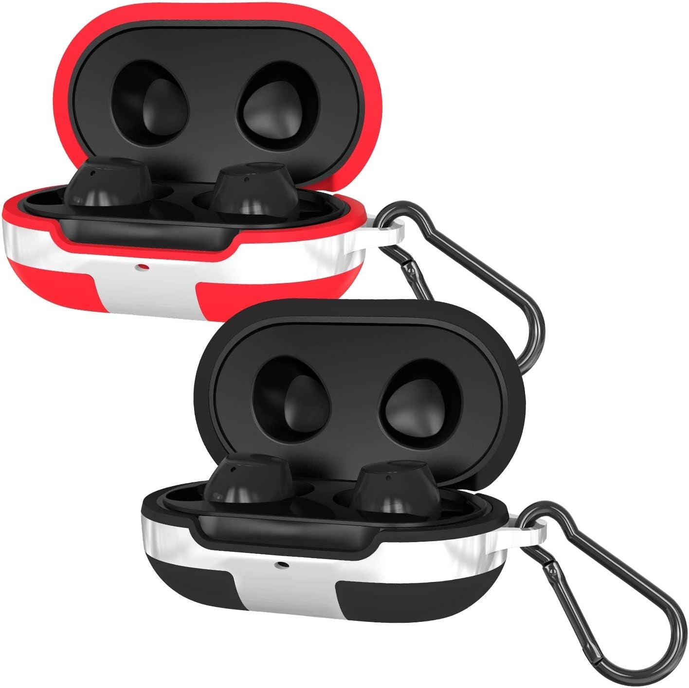 2 Packs Silicone Cover for Galaxy Buds Case/Galaxy Buds + plus Case,With Carabiner Full Body Protections Skin Accessories Compatible Samsung Galaxy Buds plus (Black and Mint Green)  meiyasy Black and Red  