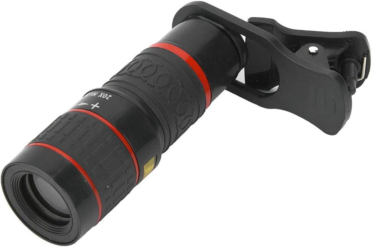 Phone Camera Lens Telephoto Lens 20X Long Focus Zoom Telephoto Lens with Clip for Smart Phone Tablet PC Black  Fydun   