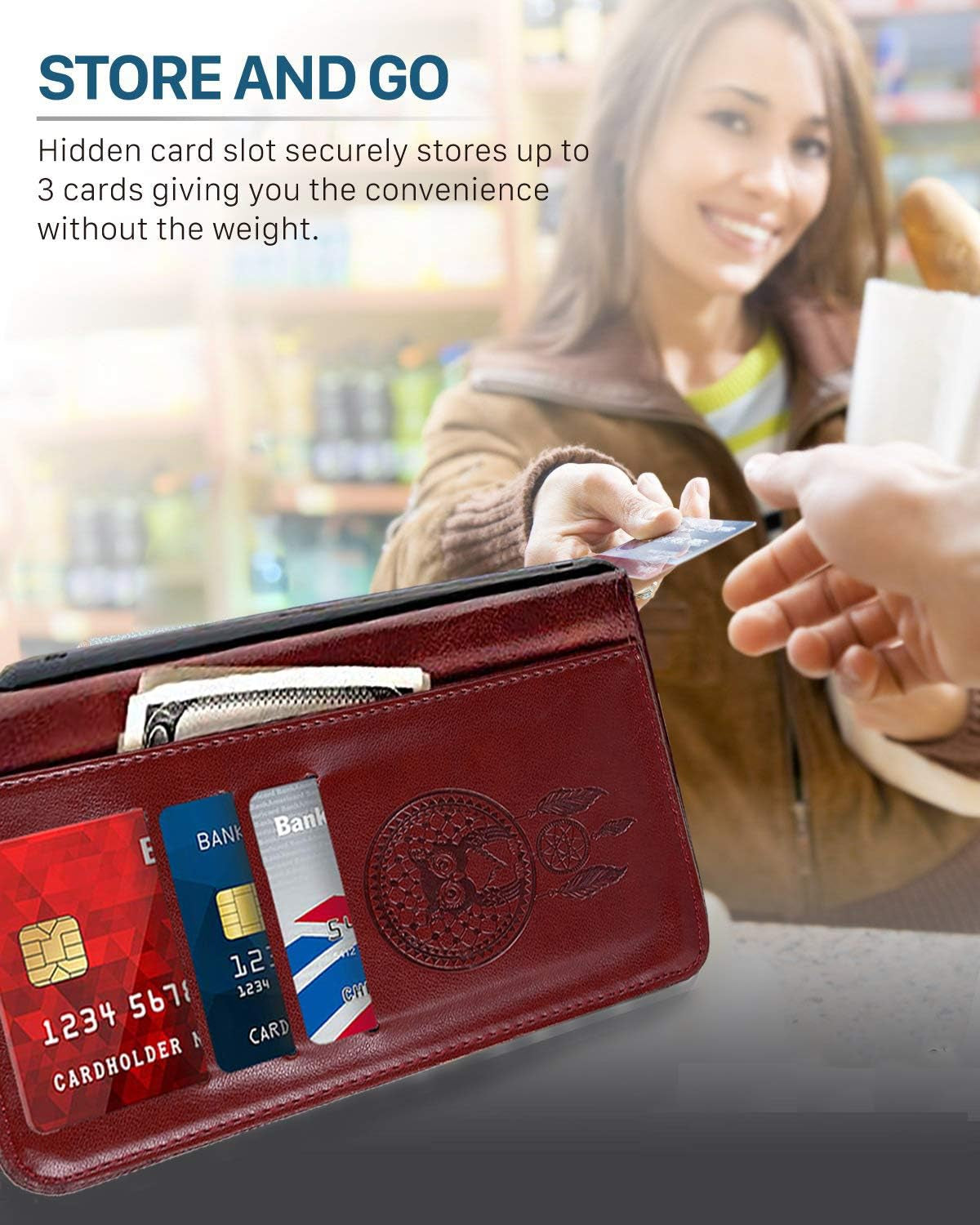 Sidande for LG G7 Case, for LG G7 Thinq Wallet Case, [Wrist Strap] Owl PU Leather Wallet Flip Protective Phone Case Cover with Card Slots and Stand for LG G7 / for LG G7 Thinq (2018) (Brown)  sidande   